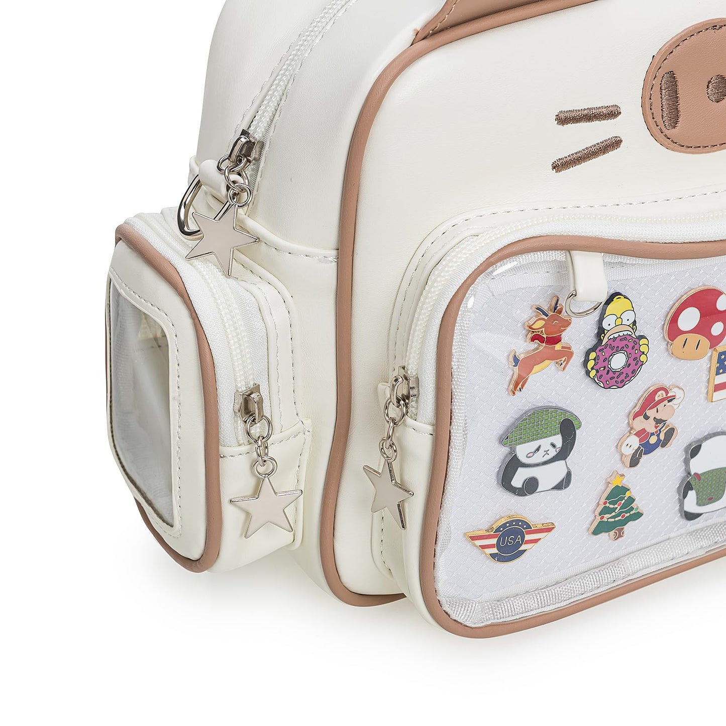 ZAROXOXS Kawaii Ita Bag Crossbody Bag Cute White Cat Backpack Girls Shoulder Bags Pin Display with Insert