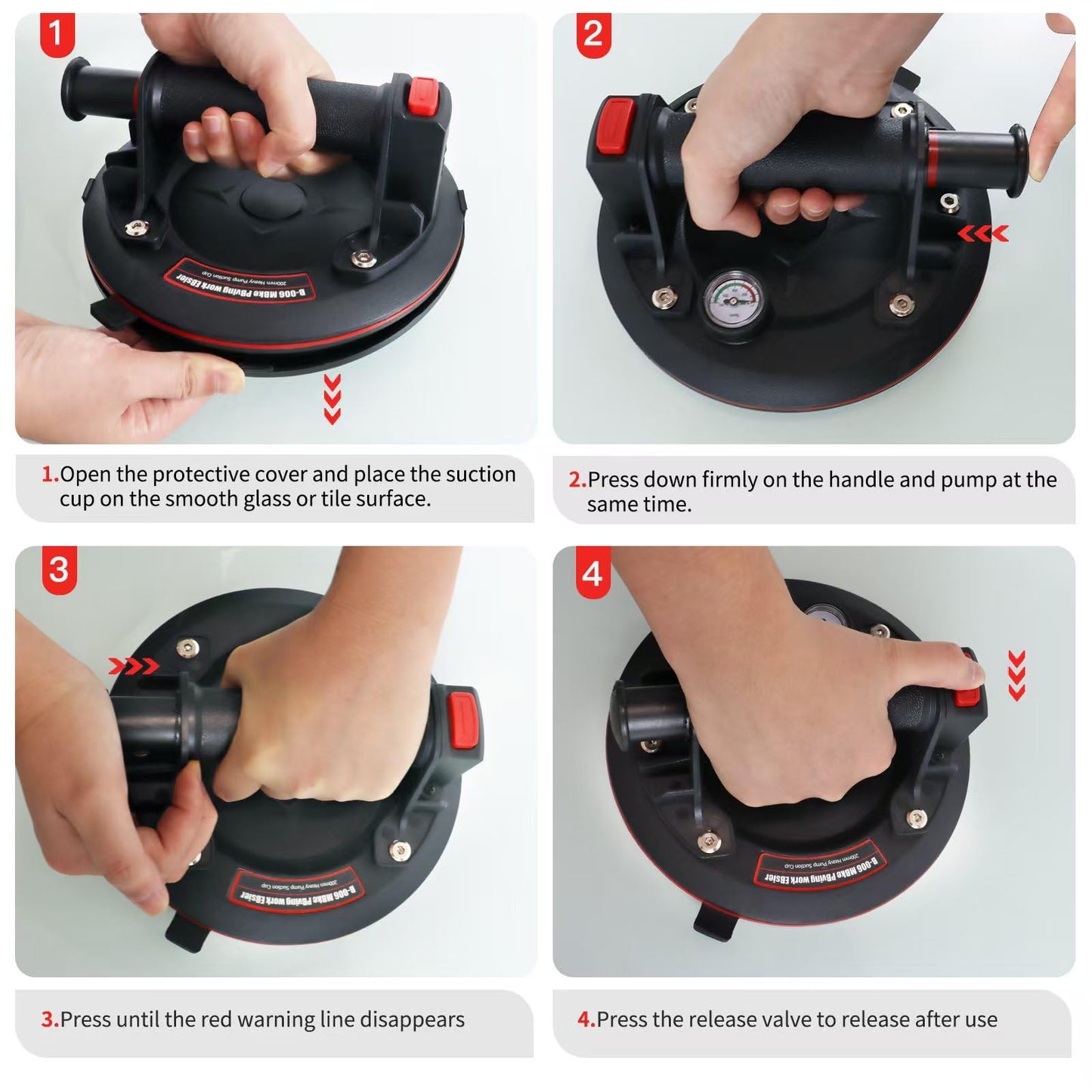 8" Heavy Duty Suction Cups for Glass - 2 Pack with 600 lbs Load Capacity, Heavy Duty Glass Lifter Tool for Window & Tile Lifting