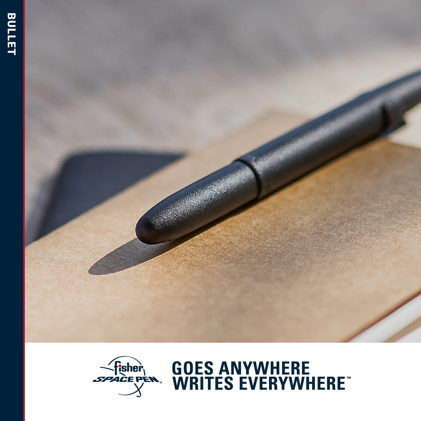 Fisher Space Pen Matte Black X-Mark Flat Cap Bullet Pen, Pressurized Ballpoint Pen, Compact Size, Writes Upside Down and in Extreme Temperatures, Black Ink, Medium Point, Pocket Clip, Made in the USA