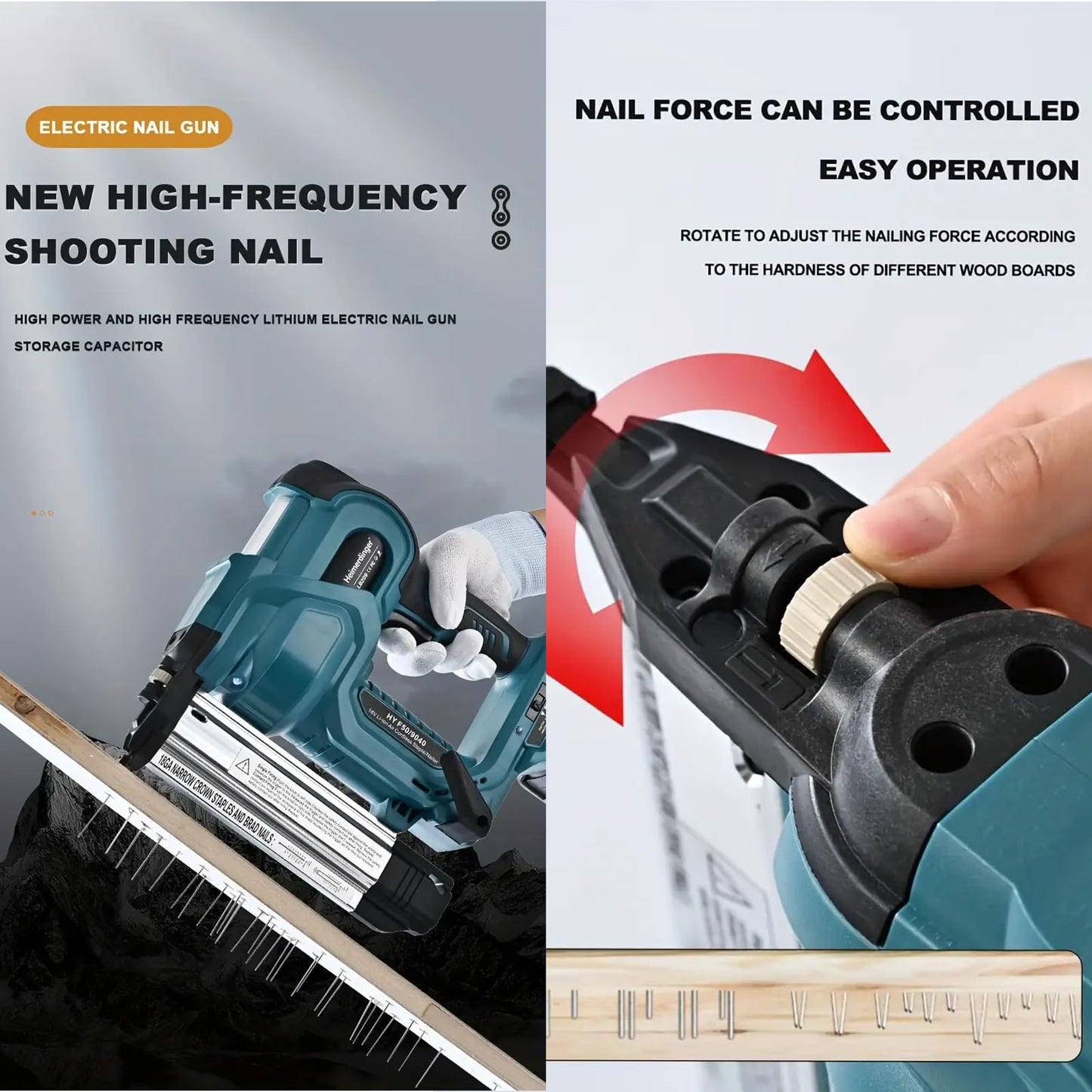 18 Gauge Cordless Brad Nailer Compatible with Makita 18V Battery, 2 in 1 Electric Nail/Stapler Gun Drives 2 Inches Nailer for Upholstery and Woodworking,Tool Only
