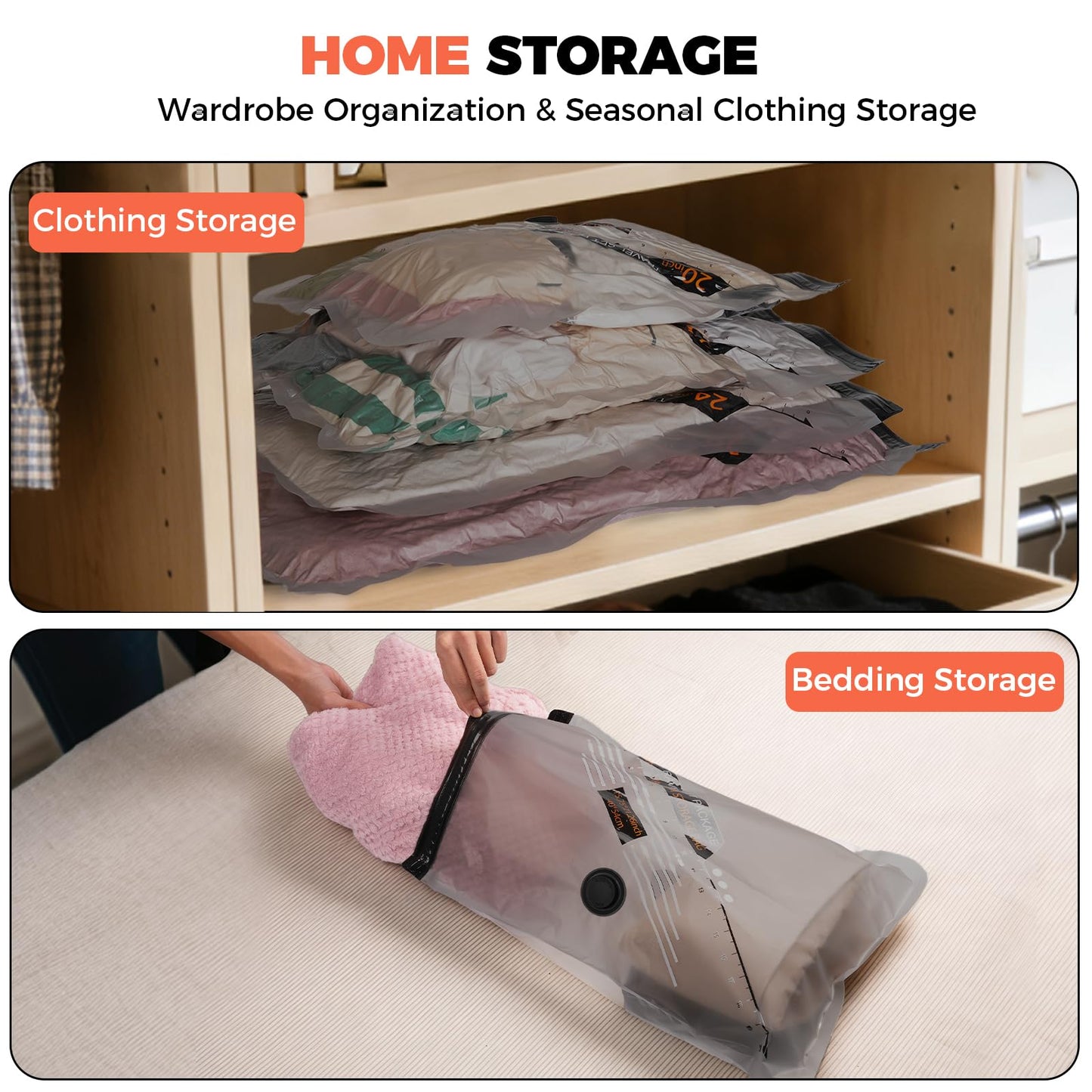 24 Combo Travel Vacuum Bags with Cordless Rechargeable Pump, Portable Space Saver Compression Bag for Clothing, Vacuum Seal Packing Bags for Home Clothing Luggage Organizer Travel Essentials