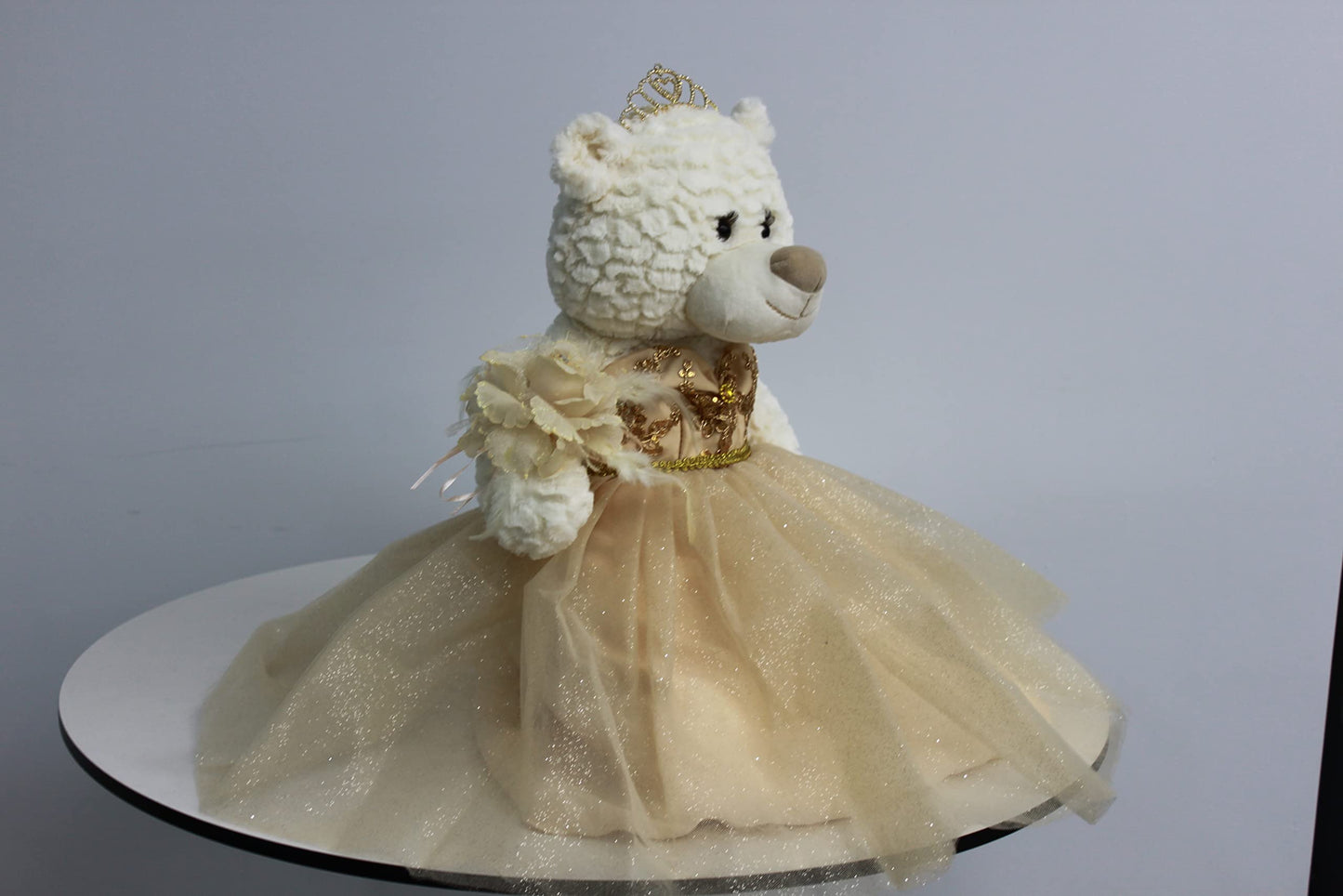 KINNEX COLLECTIONS SINCE 1997 20" Quince Anos Quinceanera Last Doll Teddy Bear with Dress (Centerpiece) ~ B16631-34G (Champane)