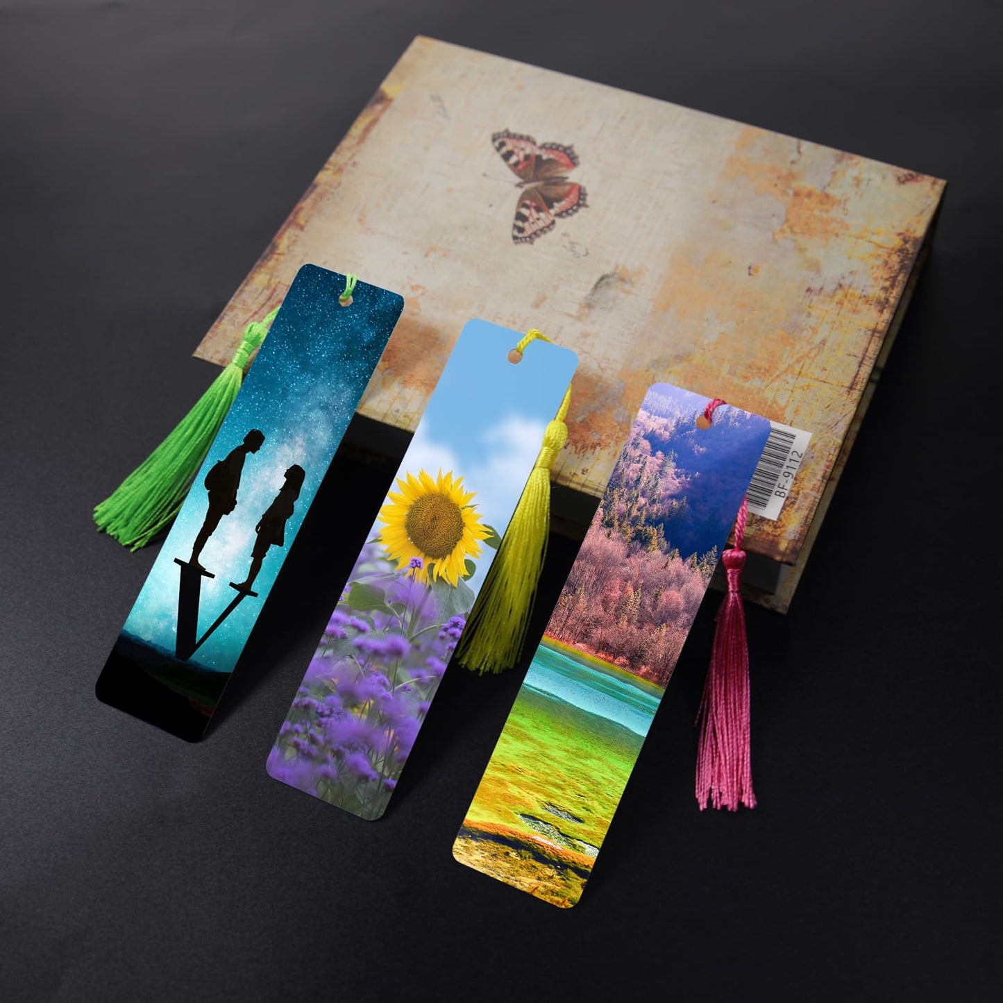 60 Pcs Sublimation Bookmark Blank 5.9"X1.5" X0.65mm Heat Transfer Aluminum Metal Bookmarks Bulk DIY Bookmarks with Hole and Colorful Tassels for Crafts,Personalized Tassels Blank Bookmarks