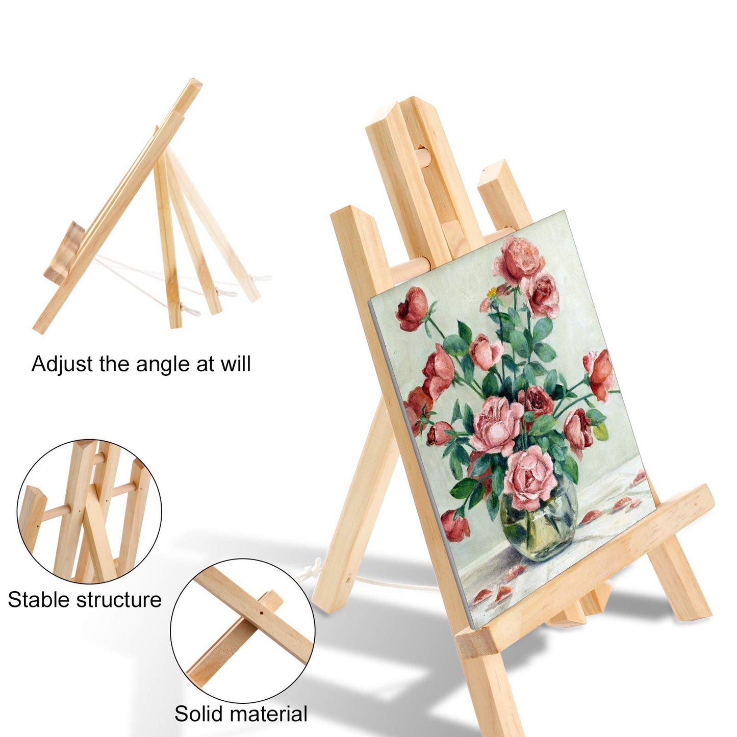 144 PCS Professional Painting Set, 12 PCS Wood Easels,12 Packs of 120 Brushes with Nylon Brush Head and 12 PCS Palettes, Painting Supplies kit for Kids & Adults Party.