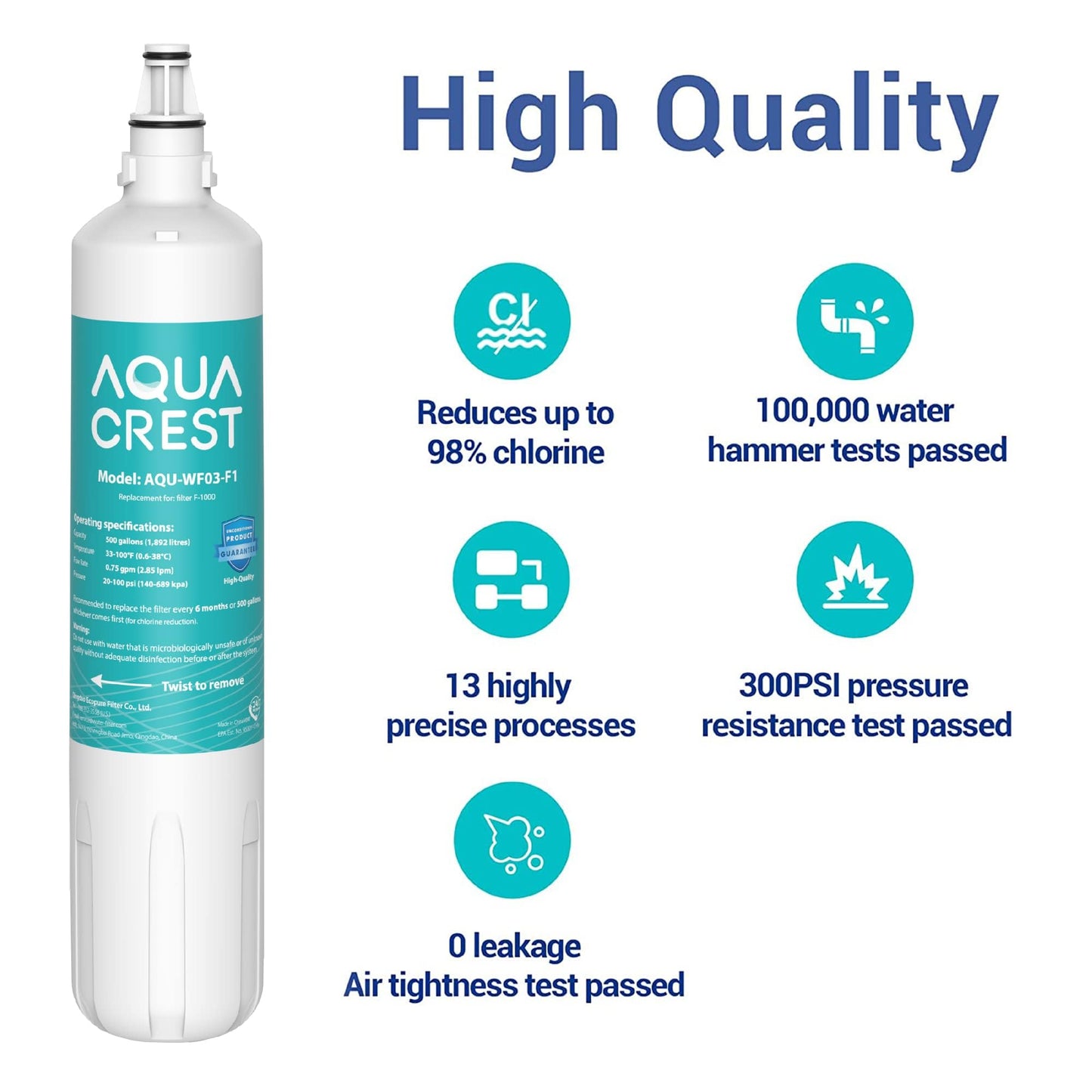 AQUA CREST F-2000, F-1000, 4204490 Sub Zero Water Filter Replacement for InSinkErator® F-1000,F-2000, F-3000, Sub-Zero 4204490,4290510 and AquaPure AP Easy C-Complete, Subzero Filter, NSF/ANSI 42