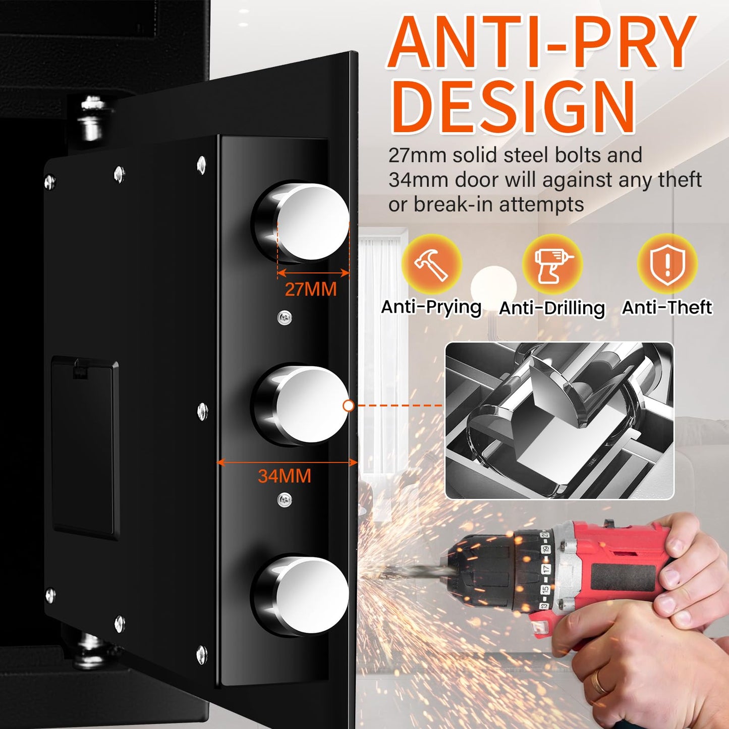 2.2 Cuft Depository Safe for Business with Quick Place Drop Slot, Cash Drop Safes with Digital Combination LCD Display and Anti-Fishing, Security Drop Safe for Cash, Mail, Checks, Document