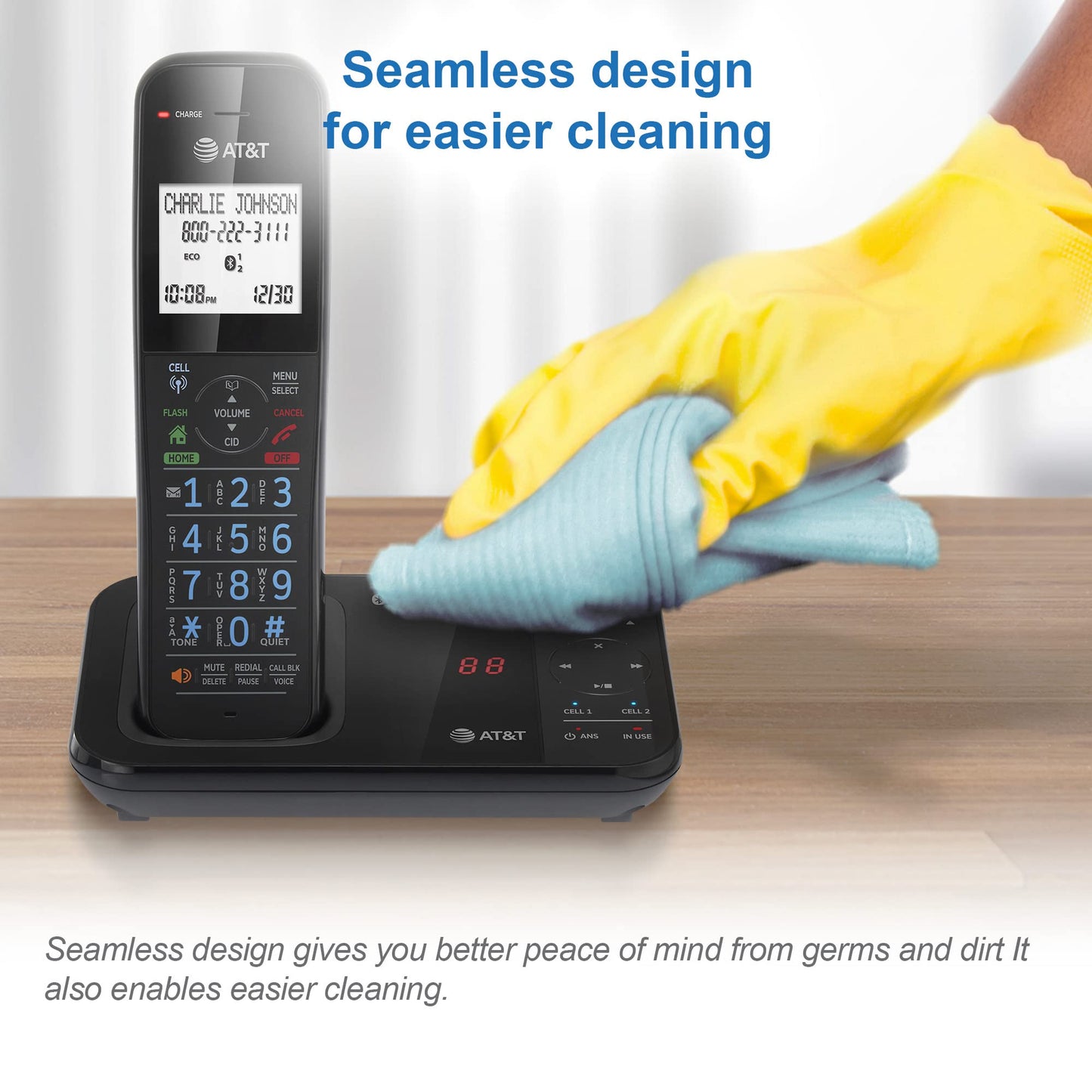 AT&T GL2113-31 Cordless Phone with Smart Call Blocker, Bluetooth Connect to Cell, Answering Machine, Full-Duplex Speakerphone