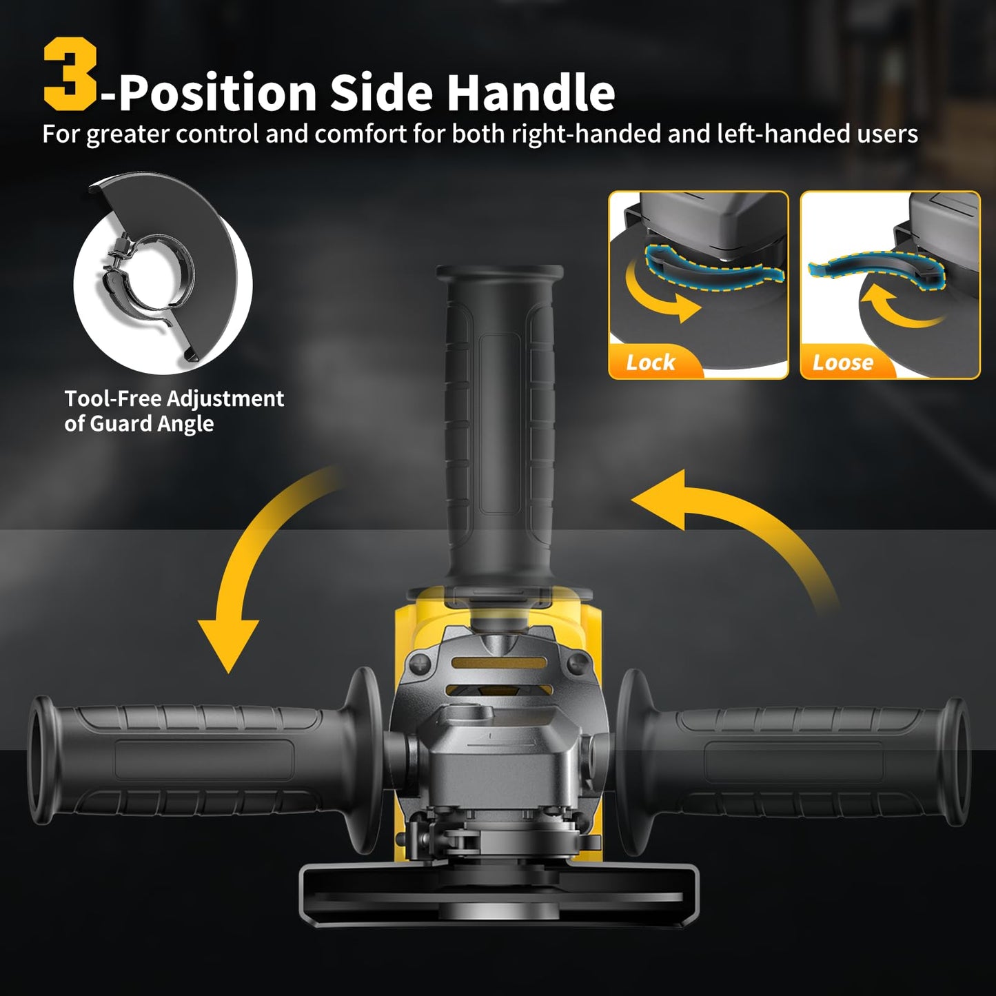Angle Grinder Brushless fit DEWALT 20V Battery (No Battery), 6 Variable Speed Power Grinder 4-1/2", Cordless Angle Grinder Power Tools For Cutting Grinding Polishing (Tool Only)