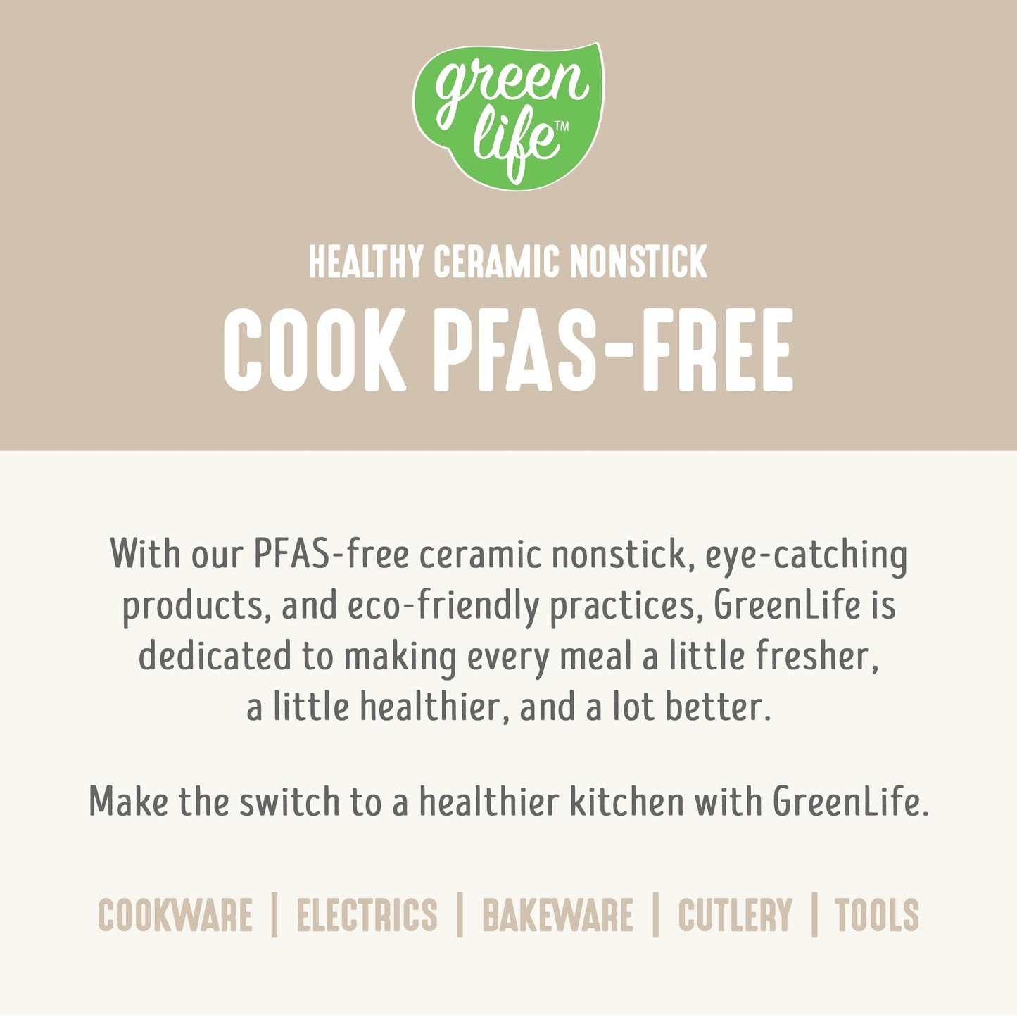 GreenLife Nonstick 2 Piece Frying Pan Set, 9.5" & 11" Skillets Ceramic PFAS-Free Nontoxic, Induction Suitable, Wood Print Handles, Stay-Cool Handles, Deep Cooking Skillets, Egg Pan, Granite Cream