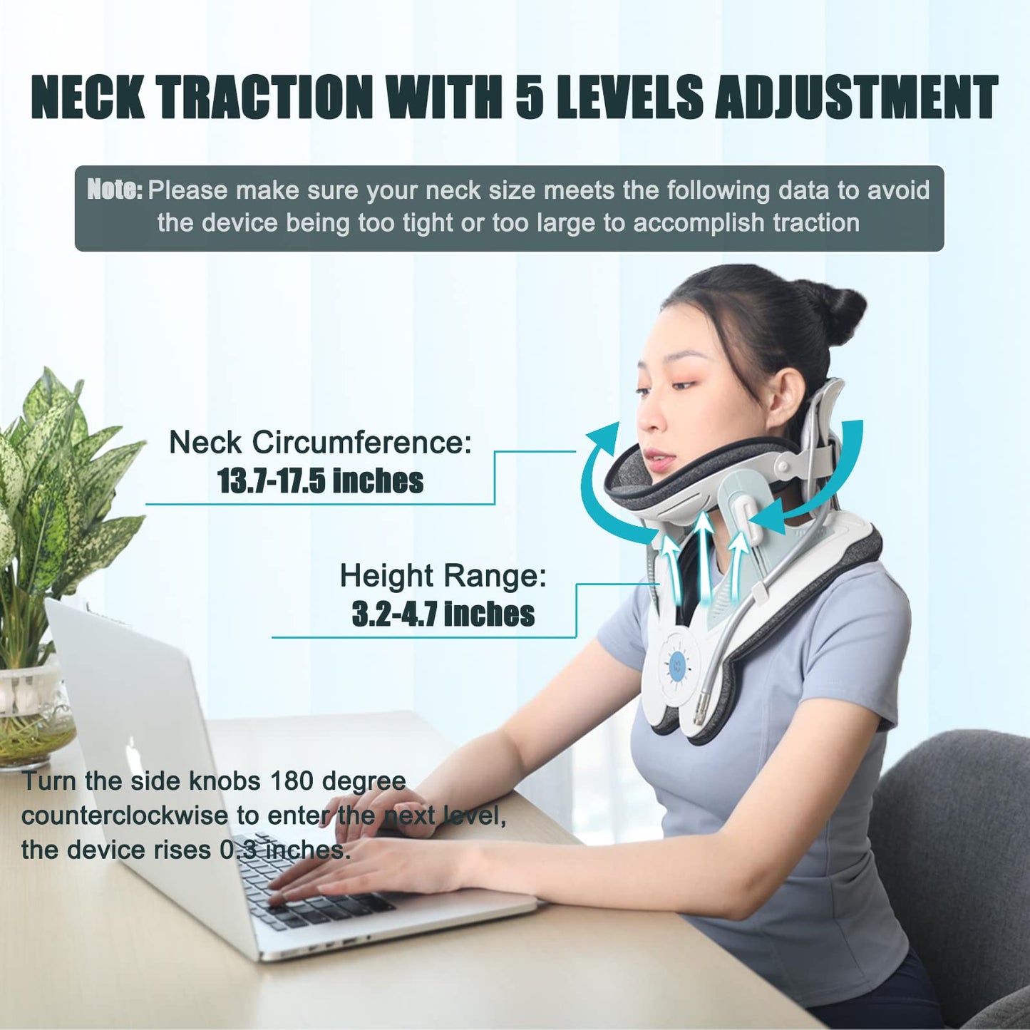 ALLILUYAA Cervical Neck Traction Device,Electric Air Pump Neck Stretcher Cervical Traction Device,with 3 Power Traction and 8 Airbag Support,Neck Brace which Decompresses the Neck and Relieves