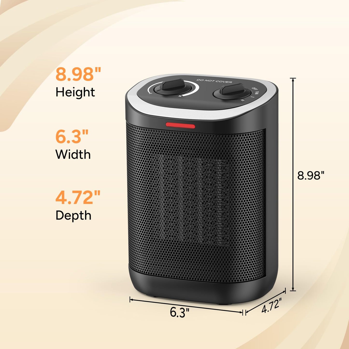1500W Space Heater, Portable Ceramic Small Space Heater for Indoor Use, Overheated & Tip-Over Safety Protection, Personal Electric Space Heater with Thermostat for Desk, Office, Home, and Room Use