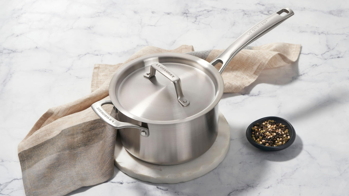 Le Creuset Stainless Steel Essential Saucepan, 3qt