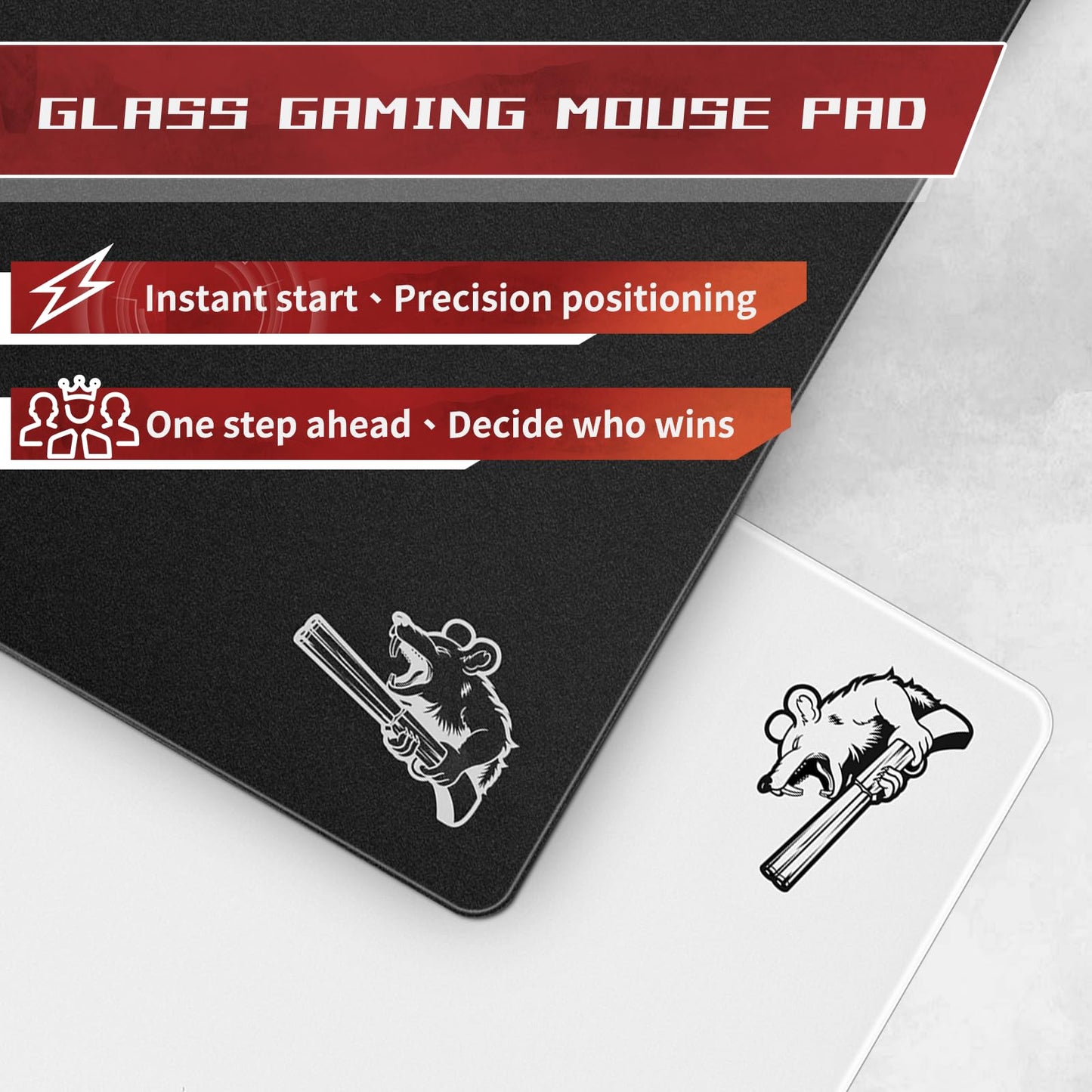 SIROOLAC Glass Gaming Mouse Pad 320mm x 360mm FPS Game Special Tempered Glass Durable 3mm Thickness Accurately and Quickly Shoot Opponents (320mm x 360mm, Black)