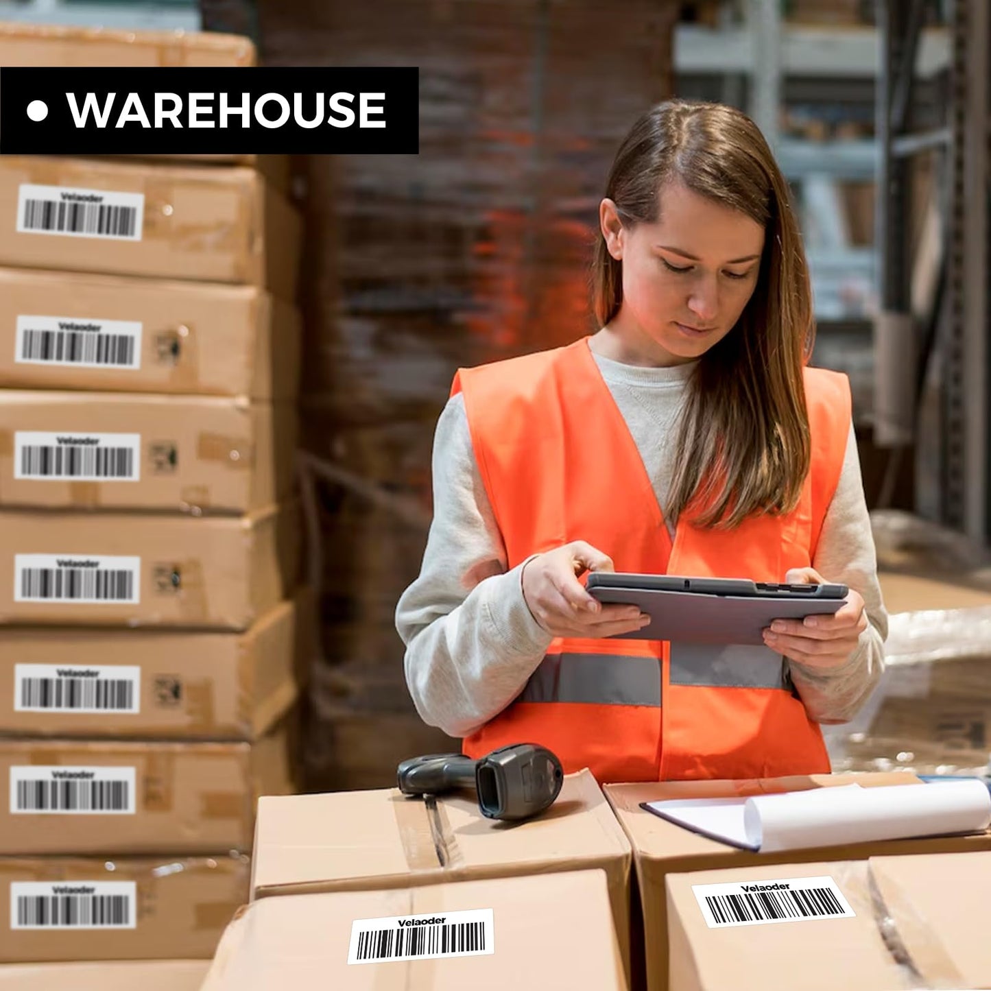 DK-1241 Shipping Labels Compatible with QL-1110NWB-QL-1100 - (4" x 6") 200 Labels/Roll, Includes 12 Rolls Die-Cut Labels with 1 Detachable Frame, Fit for Brother QL Printers