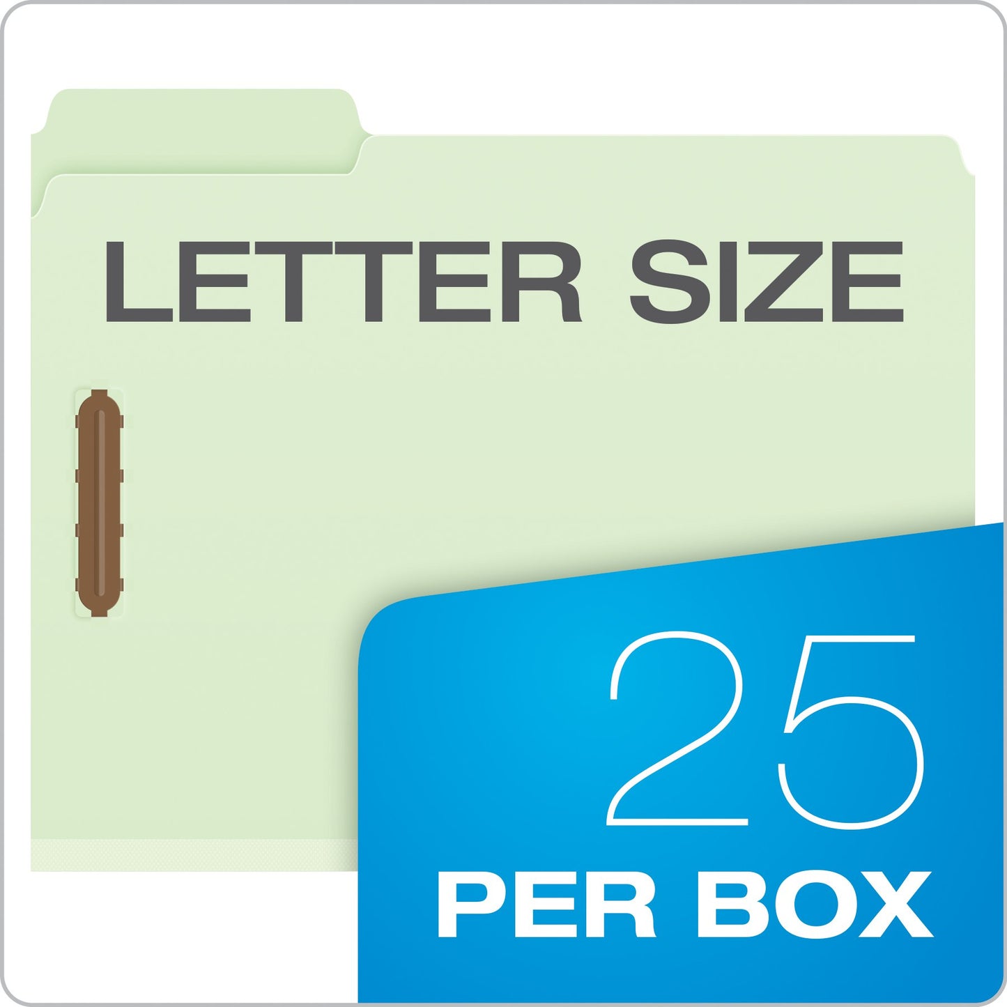 Pendaflex Pressboard Fastener Folders, 2 Fasteners, Letter Size, Light Green, 1" Expansion, 1/3-Cut in Left, Right, Center Positions, 25 Per Box (17178EE)