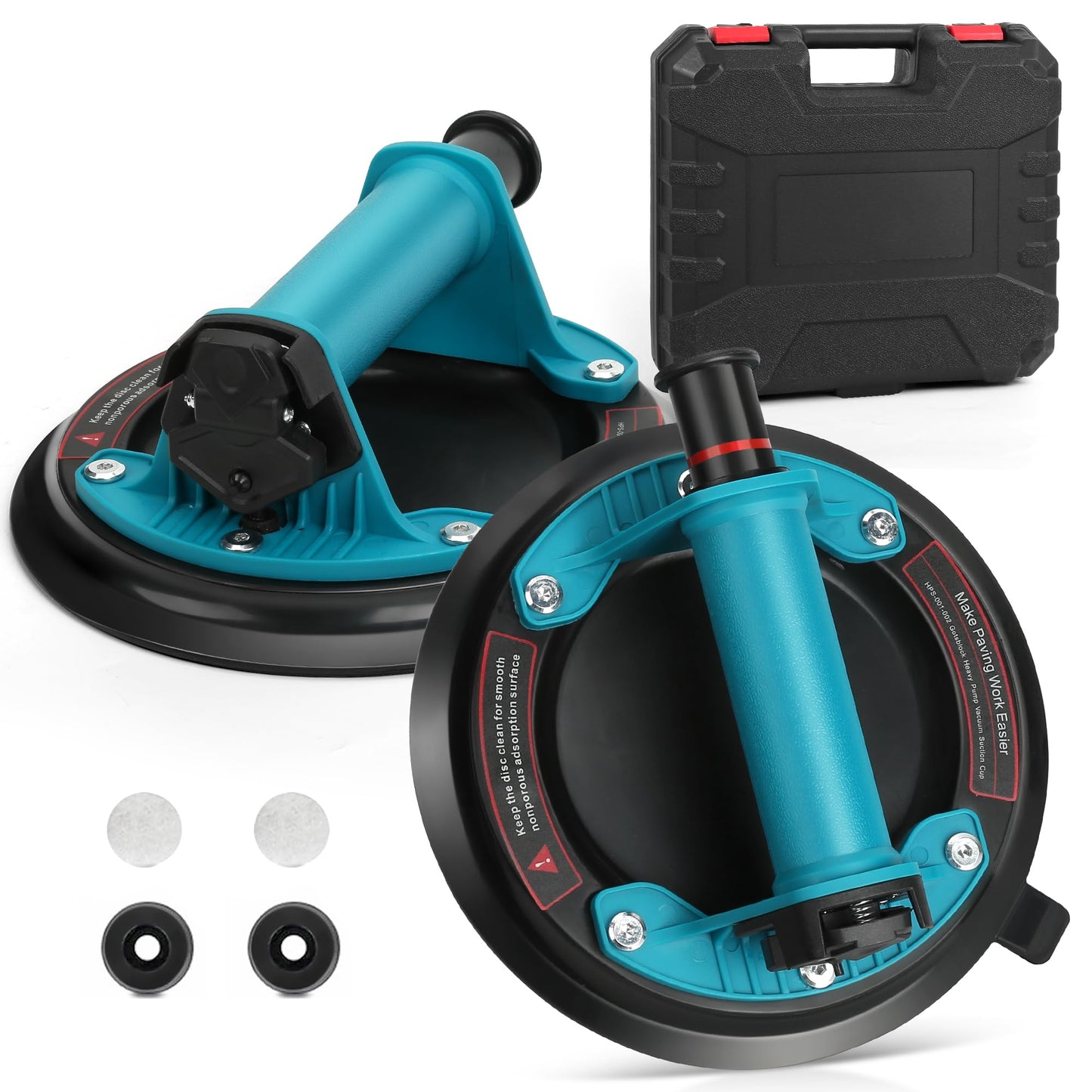 2 Pack Glass Suction Cups to Lift Large Glass, Heavy Duty Vacuum Suction Cups for Granite Lifting & Window Replacement, 8" Industrial Suction Cup 350 lbs Load Capacity with Carrying Case