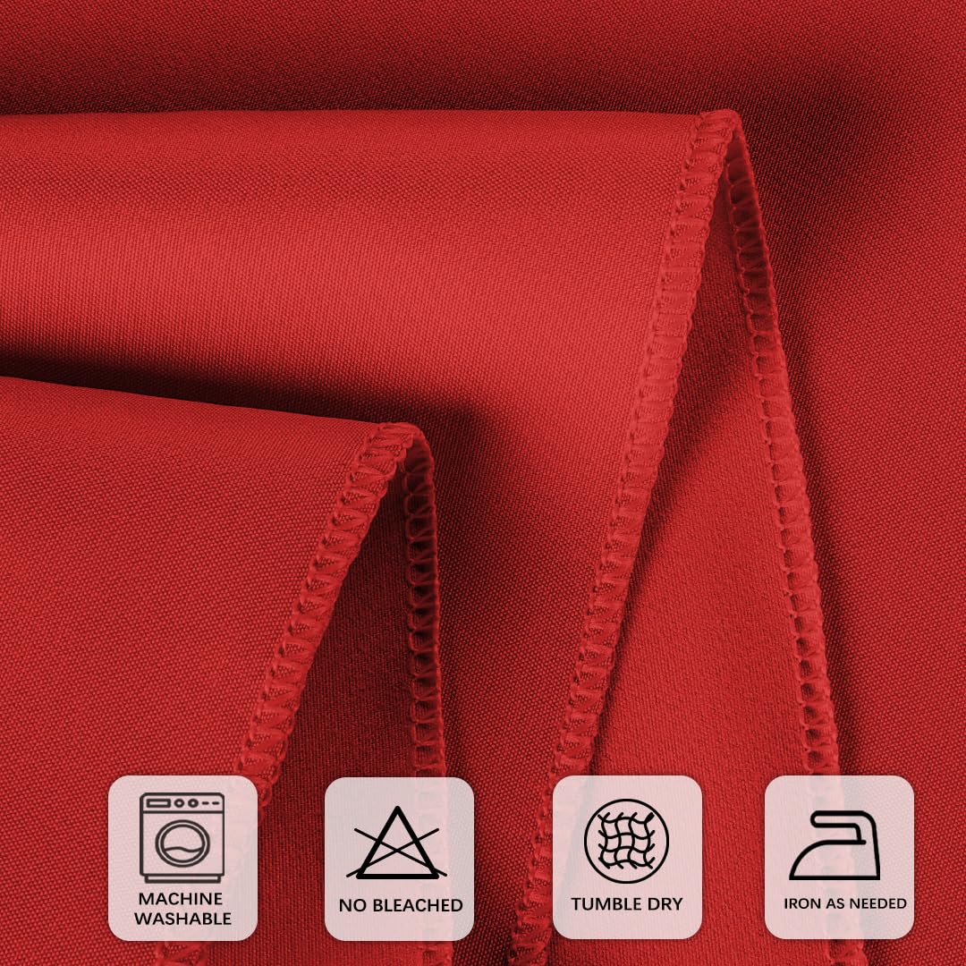 8 Packs 120 Inch Red Round Tablecloth in Diameter, Washable Polyester Fabric Tablecloths, Wrinkle Resistant Table Cloth for Wedding Party Banquet Dining