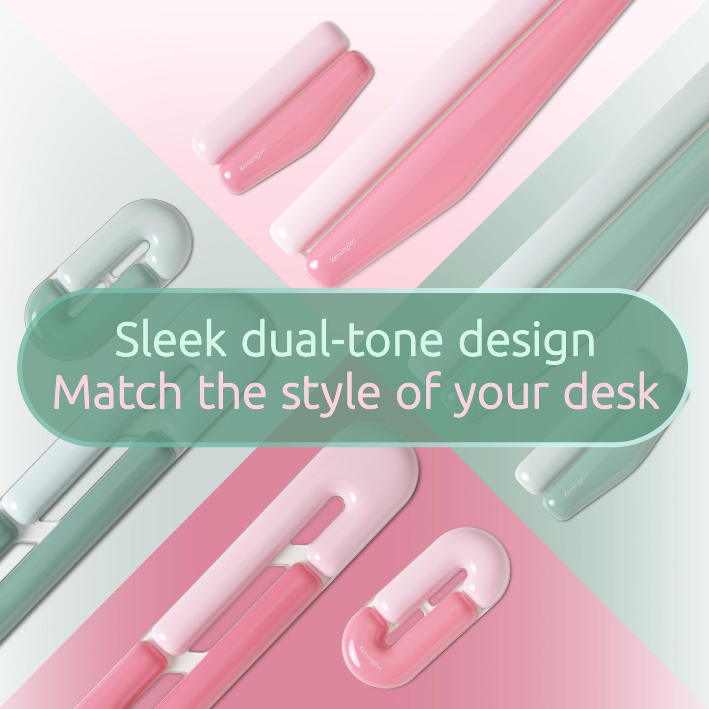 Kensington Duo Gel Mountain Wrist Rest for Keyboard, Wrist Pad for Full Size Keyboard, Ergonomic Wrist Pad for Computer, Non-Skid Computer Pad with Wrist Support, Pink K62677WW, 17.7" x 4.1"x 0.8”