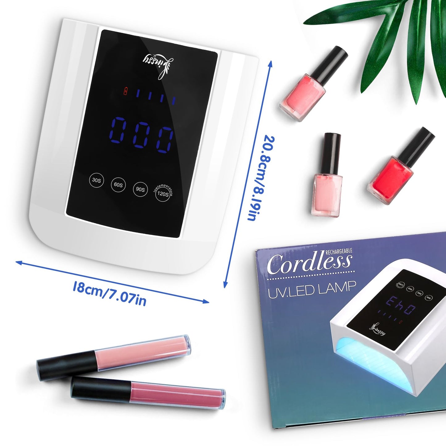 72W Professional UV Light for Nails | Rechargeable Cordless UV LED Nail Lamp with 4 Timers | Professional Nail Dryer with Large LCD Display