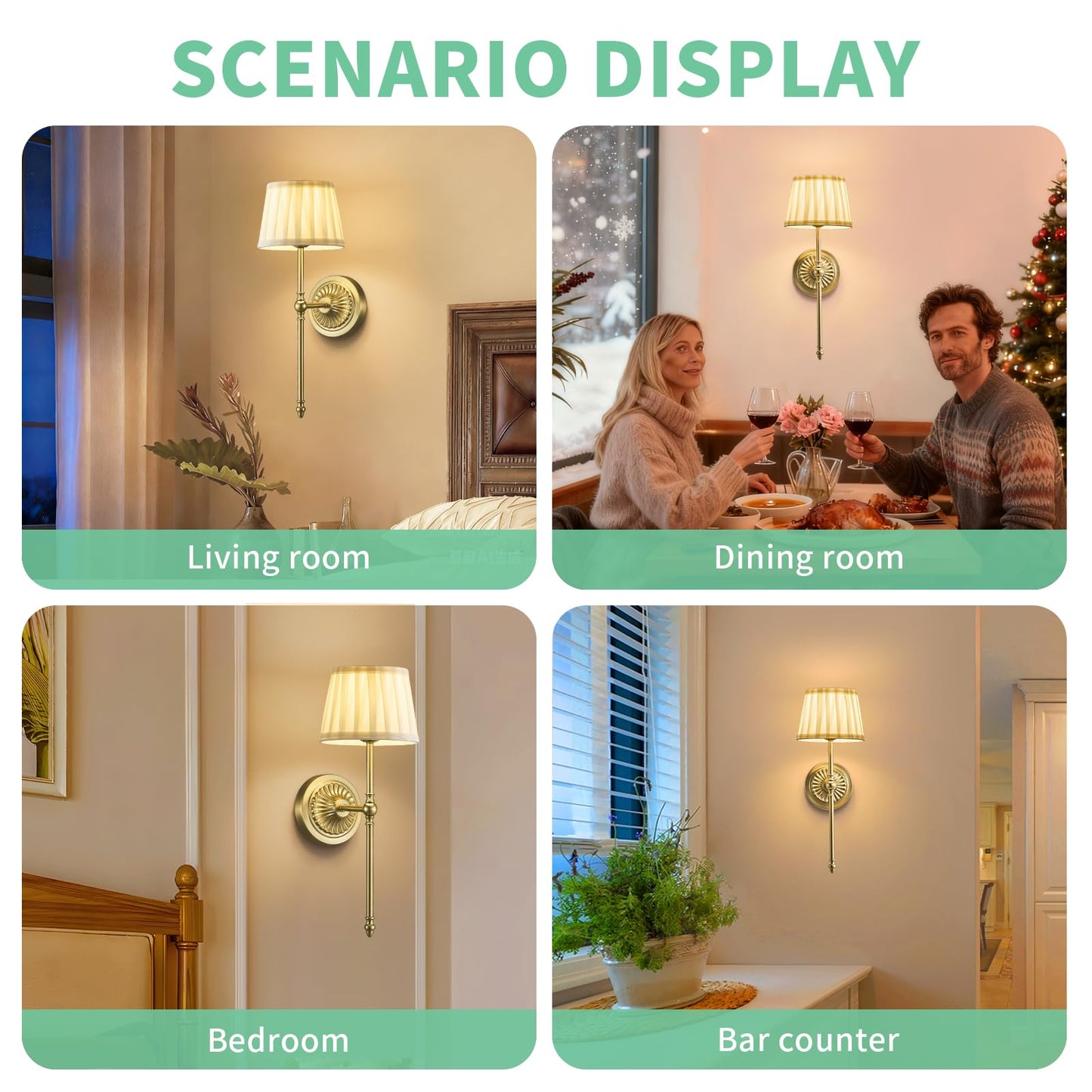 Cordless Wall Sconces Set of 2,10000mAh Small Wireless Battery Operated Wall Sconces Set of Two with RGB LED, Remote, Timer & Dimmable Fabric Gold Wall Lamps for Bedroom, Living Room, Hallway (Gold)