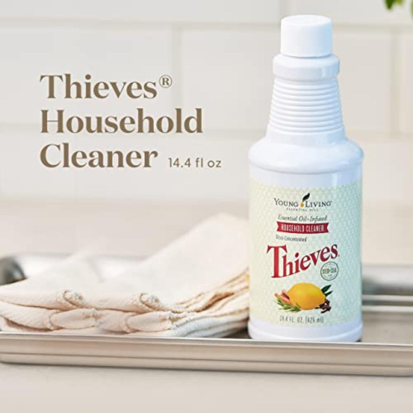 Young Living Thieves Household Cleaner 14.4 oz, Plant-Based All-Purpose Cleaner with Essential Oils, Safe for Floors, Mirrors, Carpets & Pet Areas