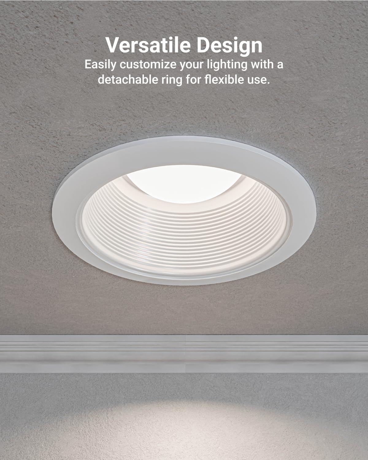 Sunco 12 Pack 6 Inch Ceiling Can Light Trim, Step Baffle with Detachable Ring, White Recessed Light Trim