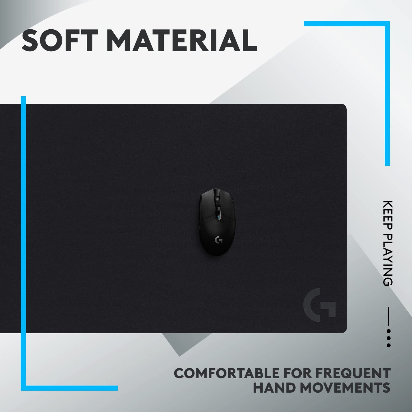 Logitech G840 XL Cloth Gaming Mouse Pad - 0.12 in Thin, Stable Rubber Base, Performance-Tuned Surface - Black
