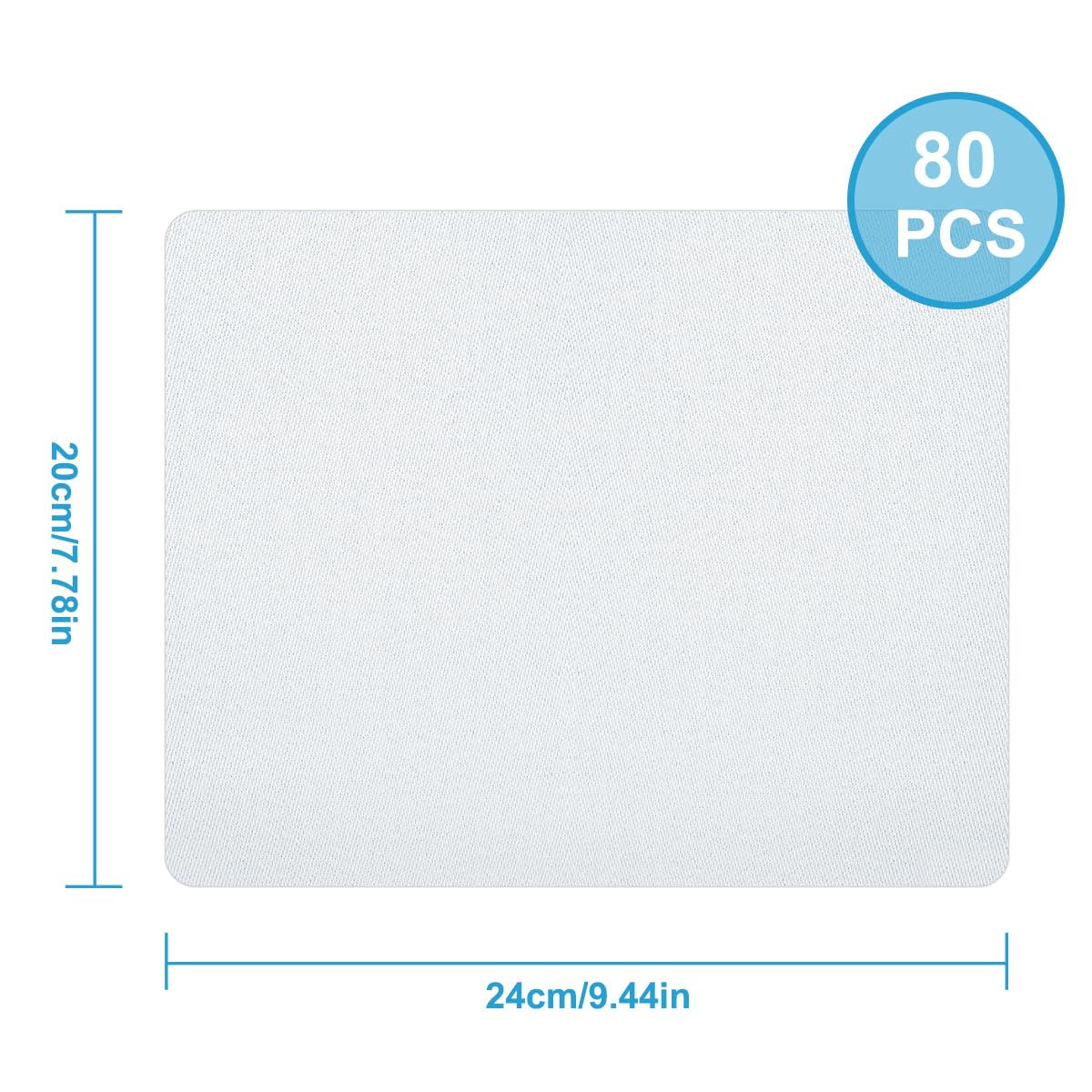 80 Pcs Sublimation Mouse Pads Blanks White Mouse Mat Bulk for Sublimation Transfer Heat Press Printing DIY Crafts Mousepad for Custom with Non Slip Bottom, 24x20x0.2cm
