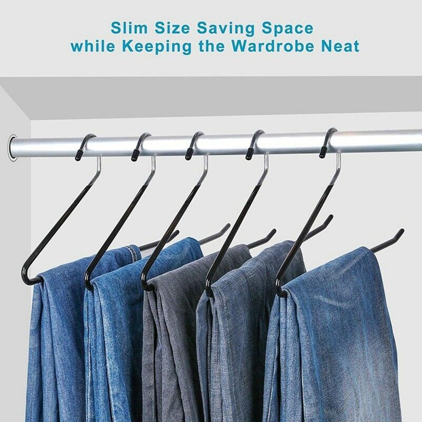 Corodo Metal Pants Hangers Non Slip - 40 Pack Open Ended Jean Hangers - Space Saving Clothes Hanger for Closet, Rubber Coated Short Neck Trouser Hanger
