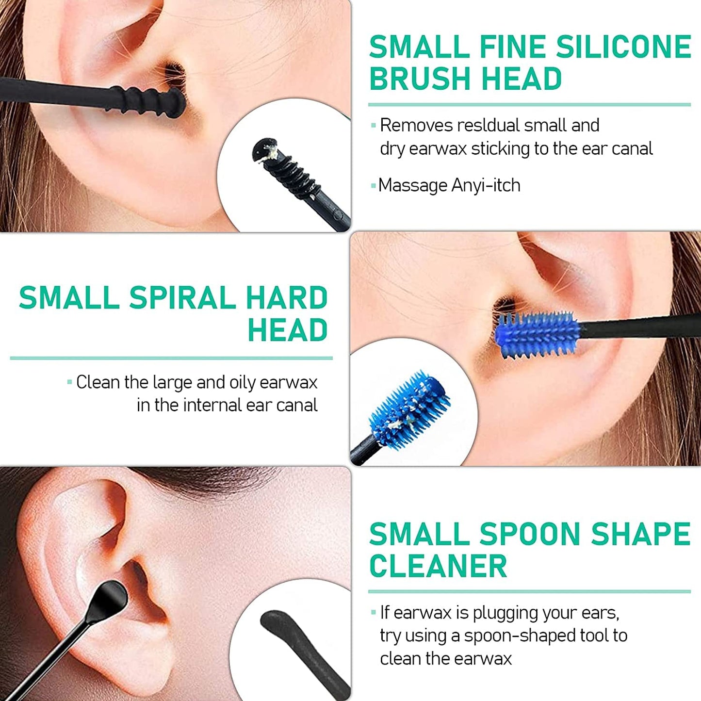 2025 Ear Wax Vacuum Removal Tool, 6 Gear Strong Suction Electric Ear Cleaner Ear Vacuum Wax Remover, USB Charge Earwax Removal Kit Reusable Soft Silicone Ear Cleaning Kit Water Remover Tool (Black)