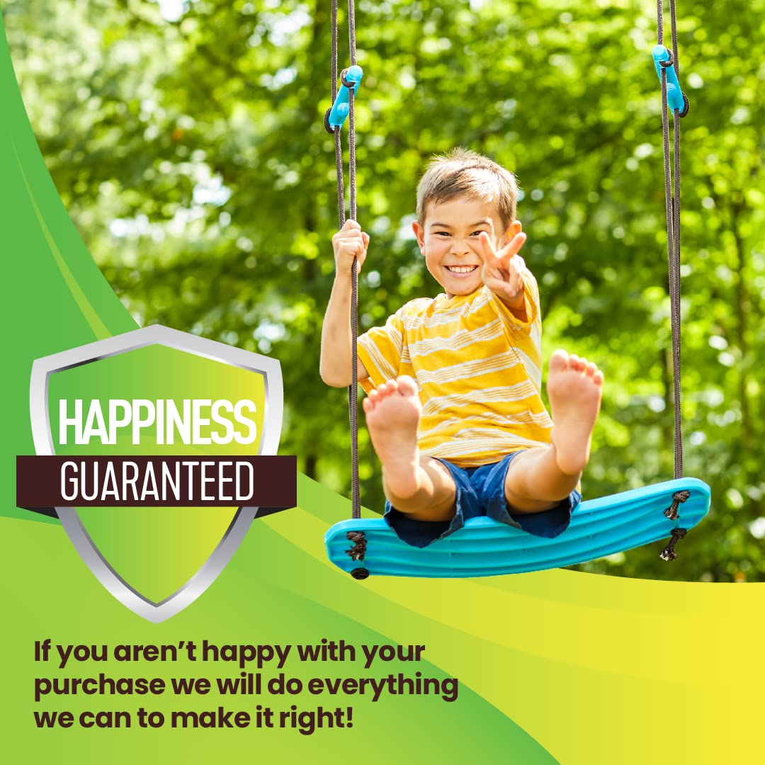 Swurfer Kick Stand Up Surfing Tree Swing Outdoor Swings for Kids Up to 200 Lbs - Hang from Up to 10 Feet High - Includes 24" SwingBoard, UV Resistant Rope, & Handles