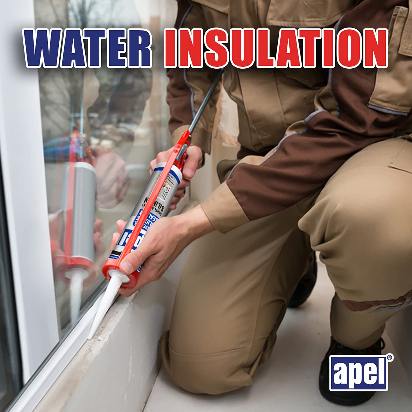 apel All Purpose Clear Silicone Sealant Waterproof (12 x 10.5 fl.oz.), 100% Silicone Caulk, Weatherproof & Flexible Adhesive Sealant for Indoor and Outdoor Use, Transparent - 12 Pack