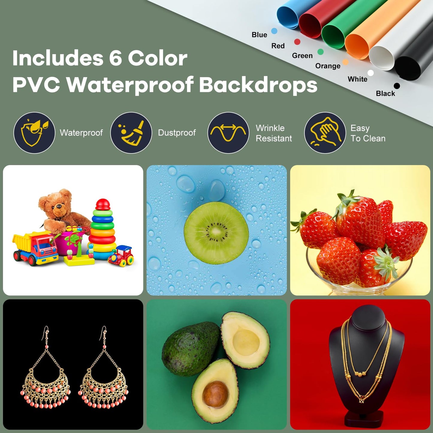 Lightdow Photo Light Box Photography - 16"x16" Light Tent with 120 LEDs, 6 Color PVC Backdrops, Folding Light Box Portable Studio Box Jewelry Products Photo Box Versatile for Beginners/Professionals