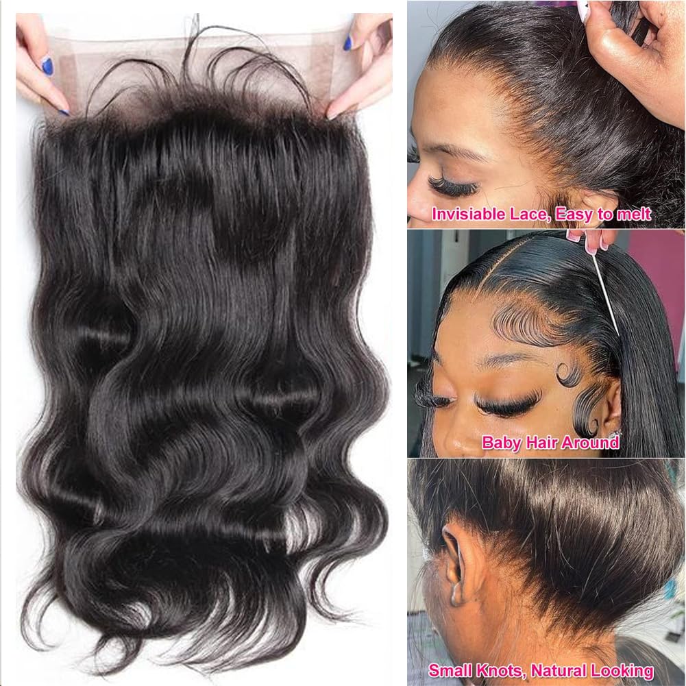 Umeiw 360 Lace Front Wigs Human Hair Pre Plucked Transparent Lace Frontal Wigs for Black Women with Baby Hair 360 Hd Full Lace Human Hair Wigs 150% Density Natural Black 12 Inch