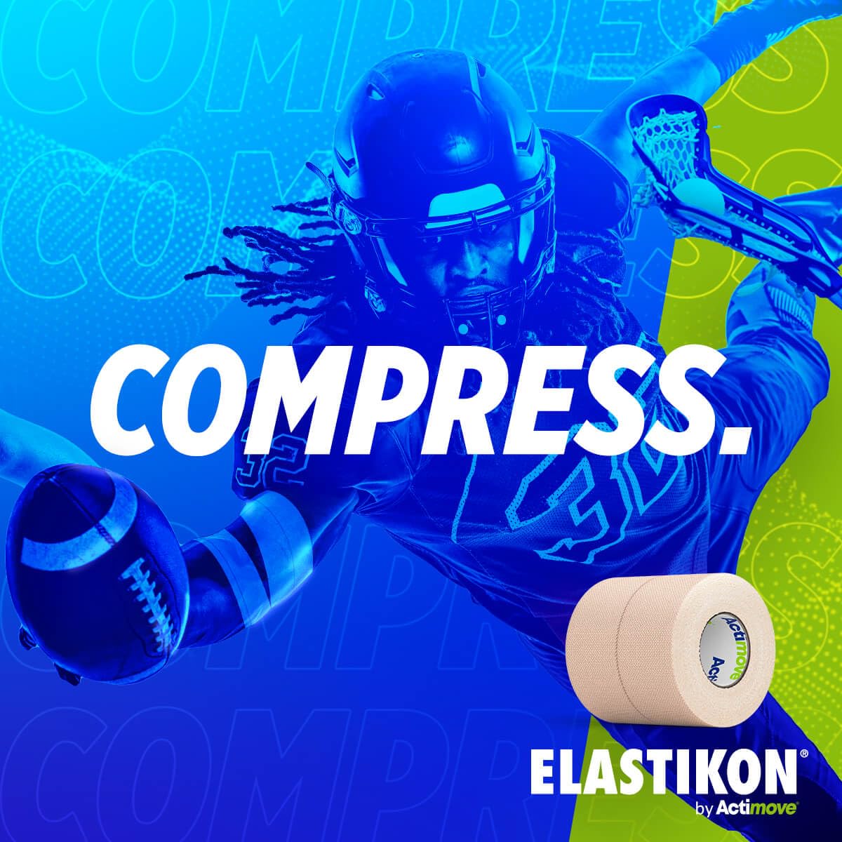 ELASTIKON by Actimove Soft Cotton Elastic Tape, Provides Mid-Level Compression and Support for Sprains, Strains, Muscle Injuries, Strong Adhesion - 4 in x 2.5 yd, 6 Rolls