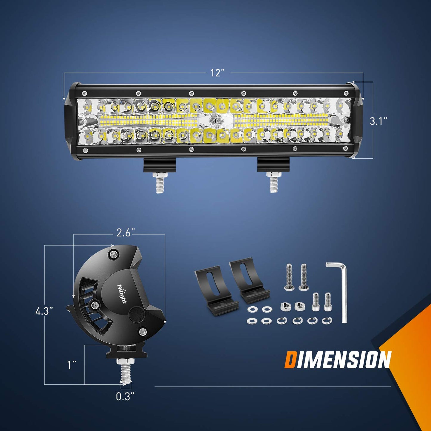 Nilight LED Light Bar 12 Inch 300W 4Pcs 4 Inch 60W Spot Flood Pods Off Road Driving Fog Work Lighting for Truck Tractor Pickup Boat SUV ATV UTV Car 4x4 Van Camper Motorcycle Dirt Bike Golf Cart