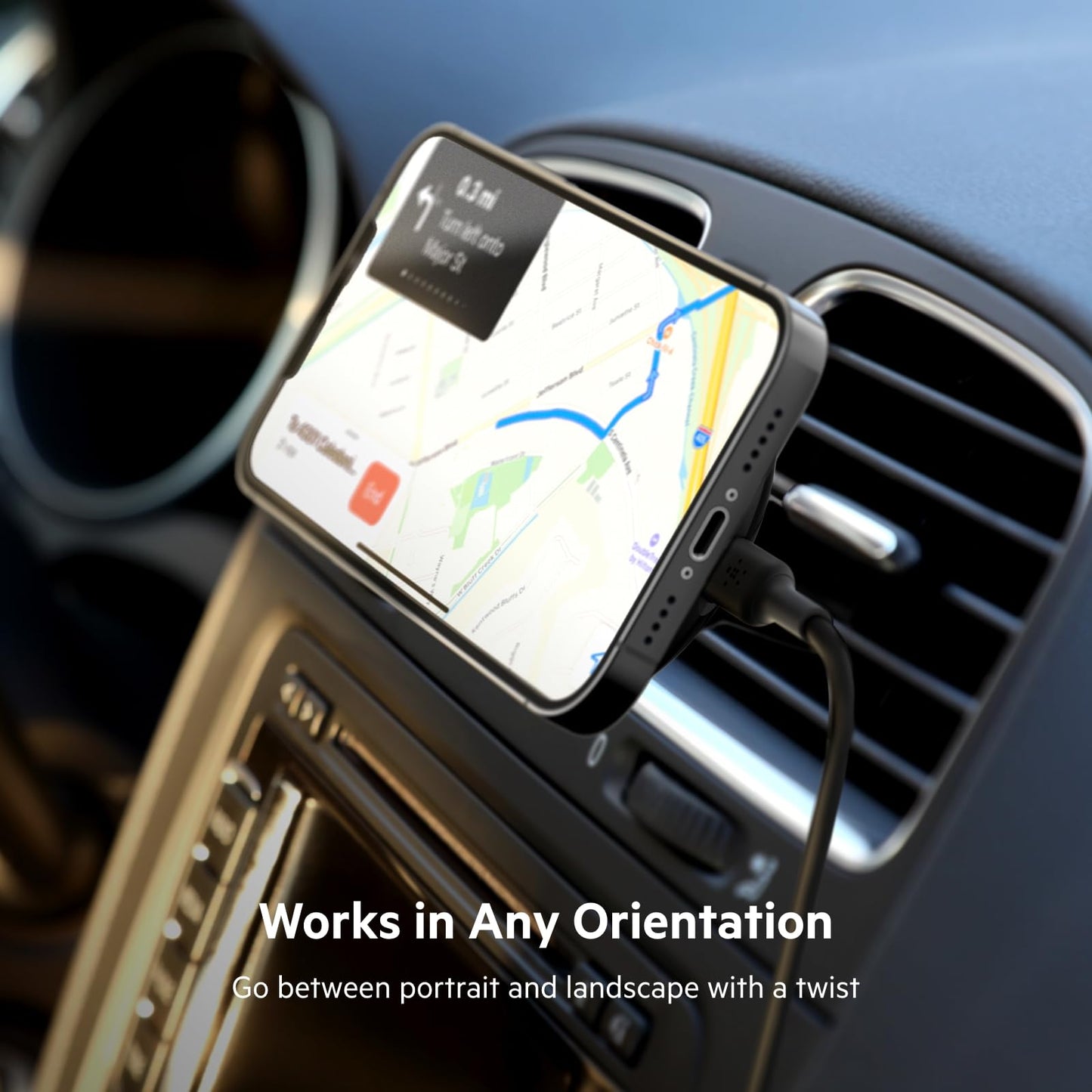 Belkin MagSafe-Compatible Magnetic Wireless Car Charger 10W - BoostCharge Pro Wireless Charger, Magnetic Car Vent Phone Mount for iPhone 16, iPhone 15, 14, & 13 Series, Power Supply Included - Black