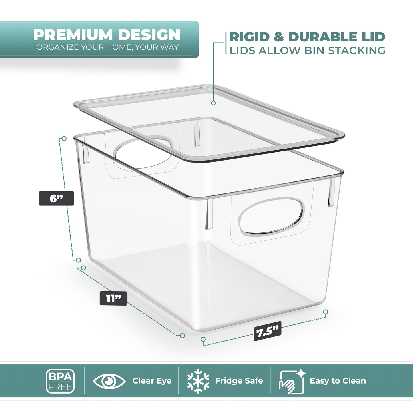 Sorbus Large Clear Plastic Bins with Lids – Stackable Organizer for Toys, Clothes, Medicine, Makeup, Closet, Art Supplies, Bathroom, Shoes – 8 Pack
