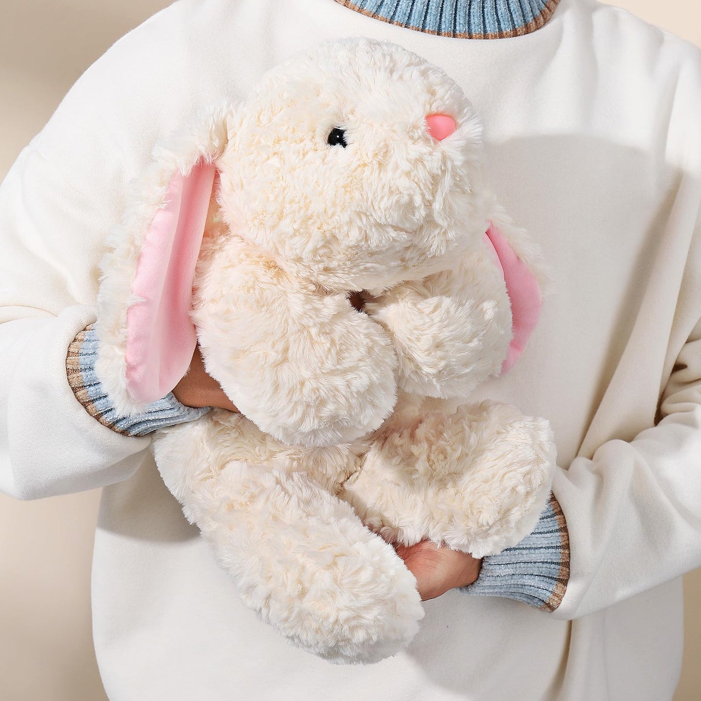 IFX24 Soft Weighted Bunny Stuffed Animal 20.5" 2Lbs, Sturdy and Fluffy Beige Rabbit Plush Toy for Kids Cuddle, Cute Plushy Hugging Pillow Toy for Kids (20.5"x7.9"x5.9")