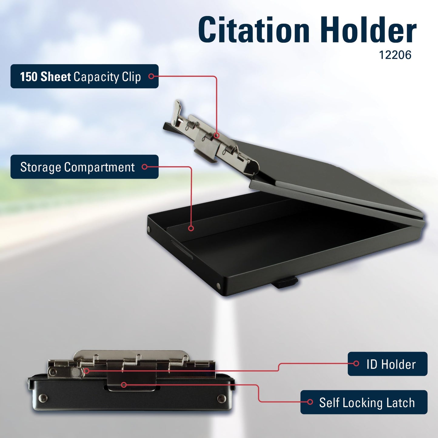 Saunders Black Recycled Aluminum Citation Holder – Eco-Friendly Office Supply, Corrosion Resistant, Lightweight Clipboard. Stationery Supplies