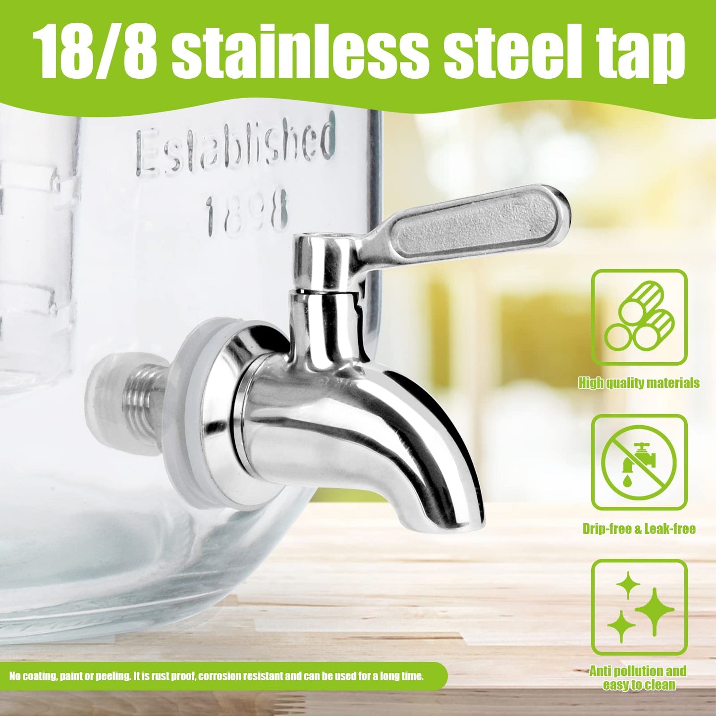1 Gallon Glass Drink Dispensers For Parties 2PACK.Beverage Dispenser,Drink Dispenser With Stand And Stainless Steel Spigot 100% Leakproof.Glass Drink Dispenser With Ice Cylinder. Lemonade