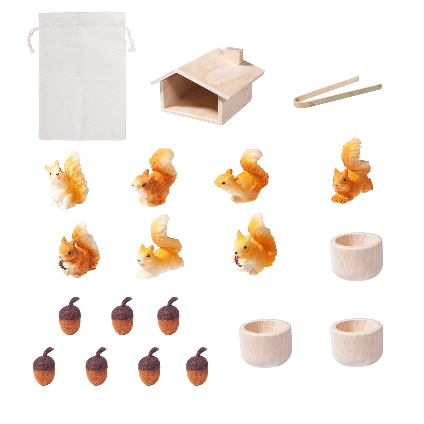 MONT PLEASANT Sorting Stacking Wooden Toys for Toddlers, Squirrel Montessori Toy Toddler Sensory Bin Tool Toys, Wood Squirrel Toy House Fine Motor Skill Toys Early Learning Educational Gift for Kids