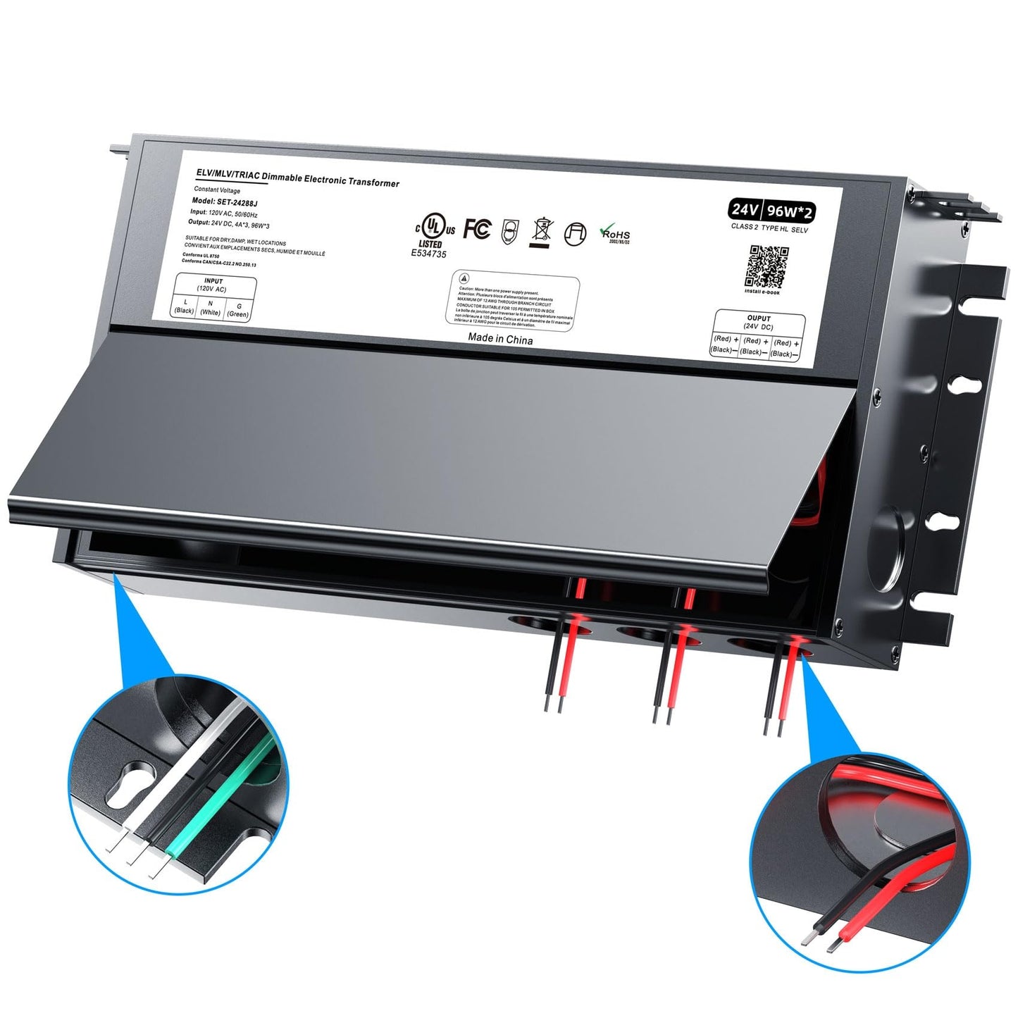 24V DC Dimmable LED Driver 192W, Triac/ELV/MLV AC to DC Compatible with Lutron, Power Supply Class2 Transformer for LED Strip Light Dimmable, Waterproof IP 65, UL&FCC-Listed