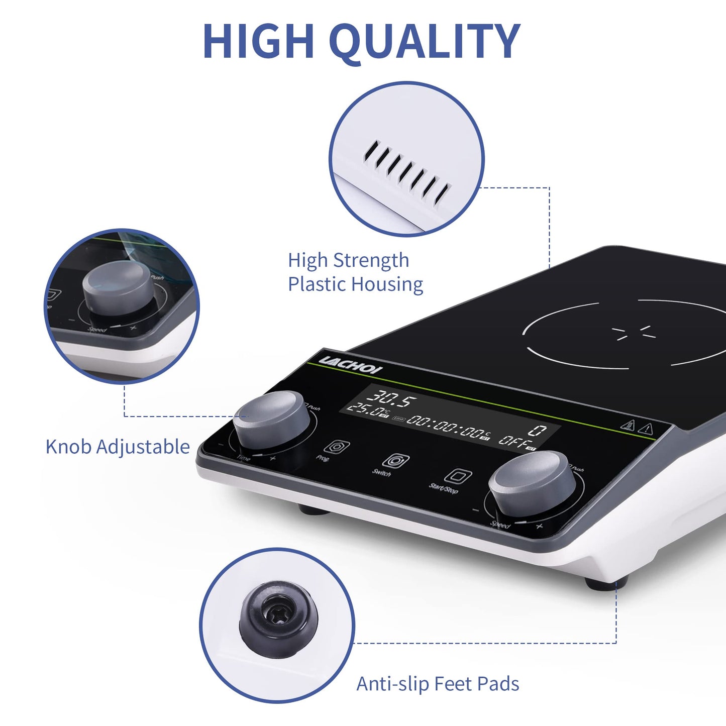 LACHOI Magnetic Stirrer 5.9 inch Magnetic Stir Plate with stir bar LCD Display 100-1600RPM Max Stirring Capacity 5000ml Digital Magnetic Stir Plate Magnetic Mixer Lab Stirrers(No Heating)