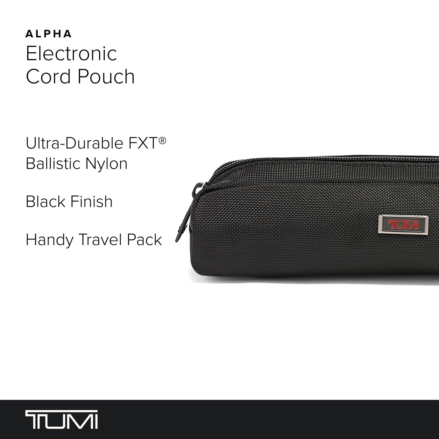TUMI - Alpha Electronic Cord Pouch - Travel Tech Pouch Organizer for Cord, Cable, Charger & Accessories - Zip Entry - Black