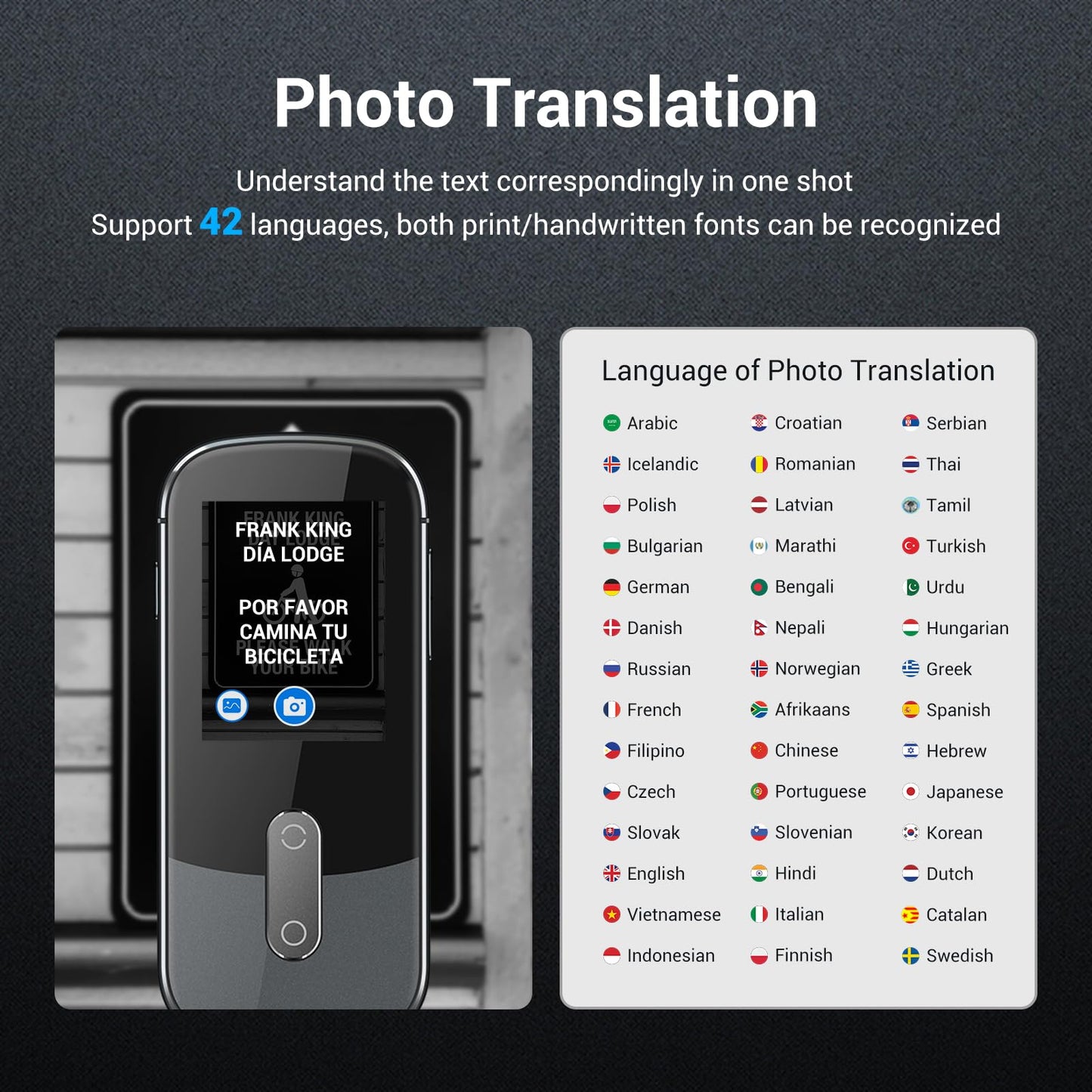 Anfier Offline Language Voice Translator Device W09 PRO for 144 Languages and Accents Photo Translation No WiFi Internet Needed for Travel Business W09 Grey