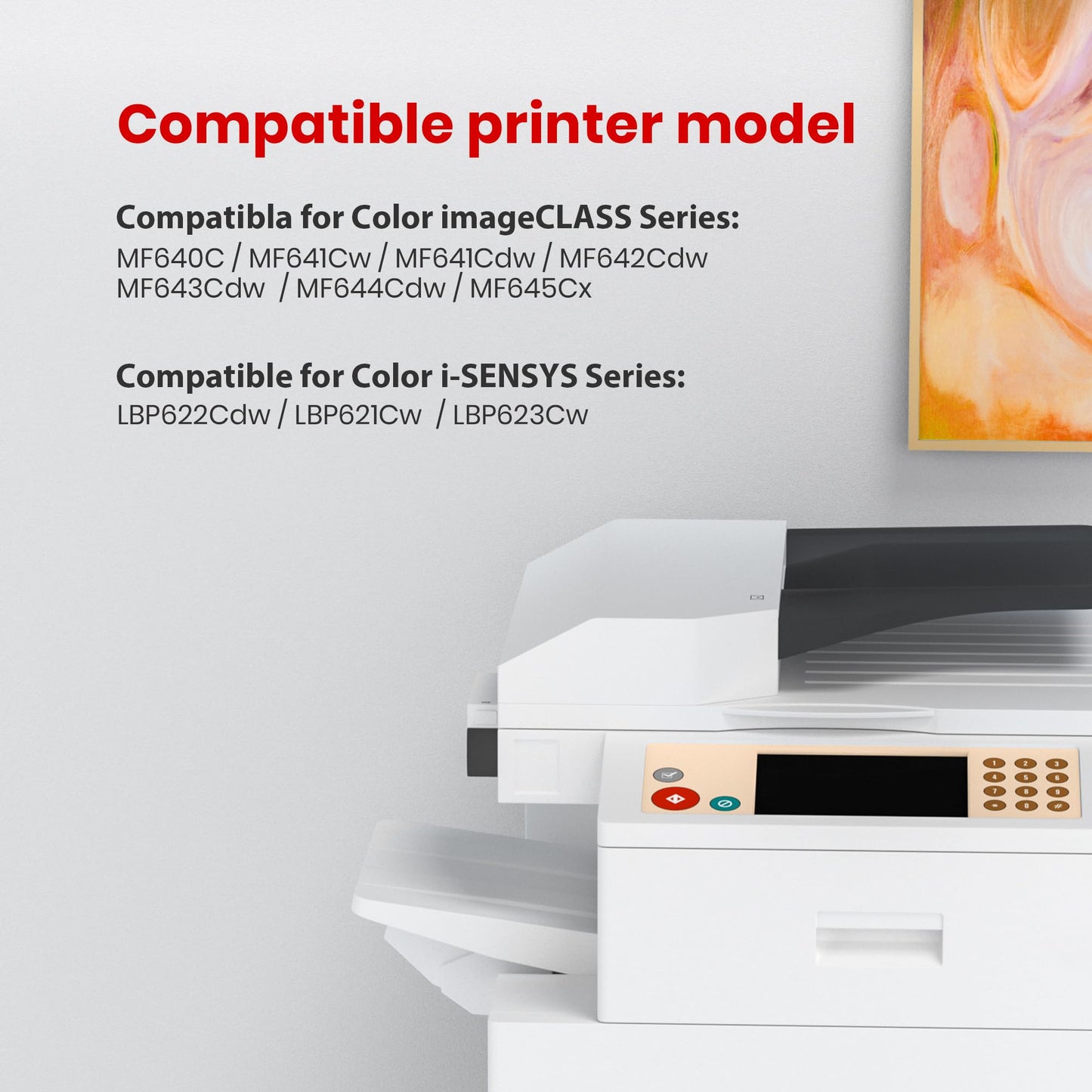 054H Toner Cartridge Set: 054 MF642cdw Toner Replacement for Canon 054 054H Toner Cartridge Set to use with Canon Color imageCLASS MF642cdw MF644cdw MF641CW LBP622Cdw, 4 Pack High Yield 054 Toner