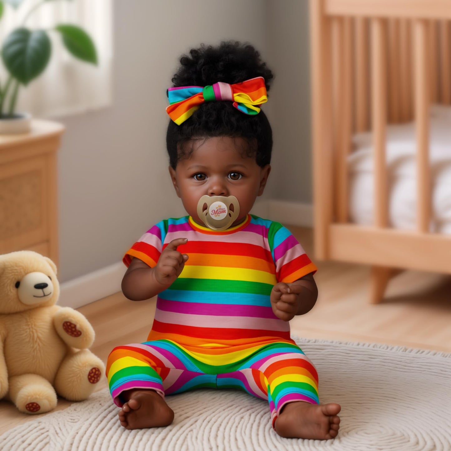 JIZHI Reborn Baby Dolls Black with Lifelike Soft Body African American Realistic-Newborn Girl Doll 22 Inch Best Birthday Gift Set and Toy Accessories Gift for Kids Age 3