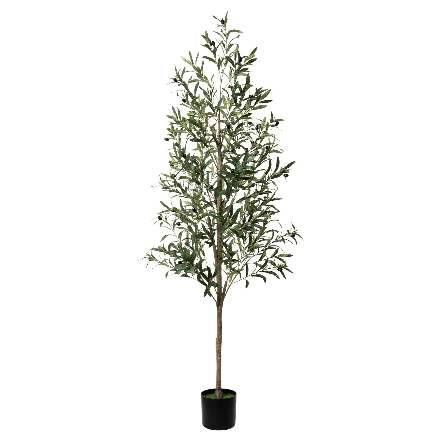 6ft Faux Olive Tree, Artificial Olive Tree Indoor, High Imitation Silk Plant Artificial Plants with Natural Wood Trunk and Lifelike Fruits for Home Office Decor
