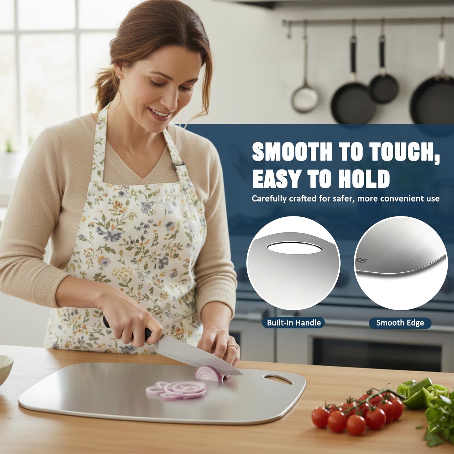 Beviss Real 99.85% Pure Titanium Cutting Board Non-Toxic 15" x 11"- BPA Free, Lightweight & Durable Kitchen Chopping Board for Meat, Vegetables, Fruits, Suitable for Outdoor Carrying